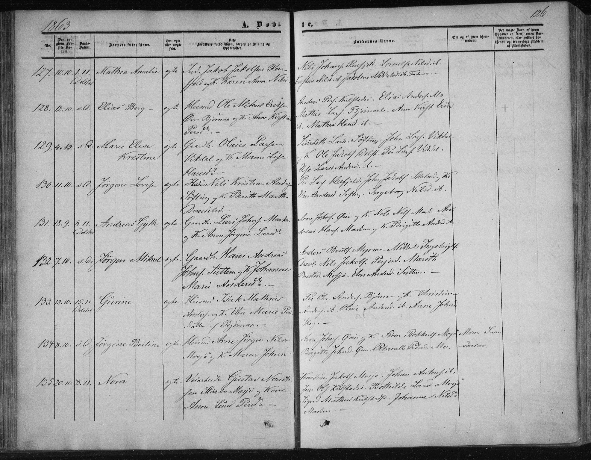 Ministerialprotokoller, klokkerbøker og fødselsregistre - Nordland, SAT/A-1459/820/L0293: Parish register (official) no. 820A14, 1855-1865, p. 126