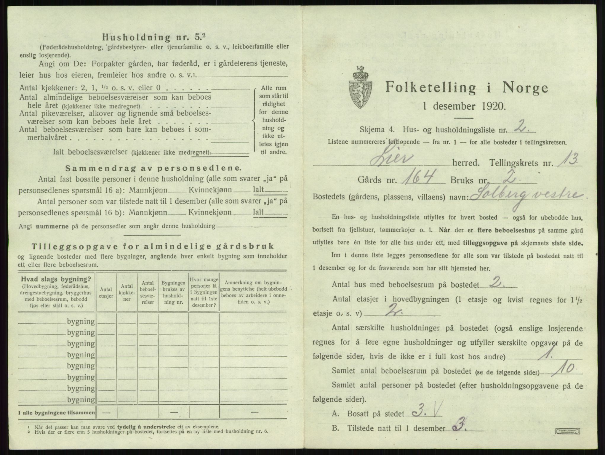 SAKO, 1920 census for Lier, 1920, p. 2235