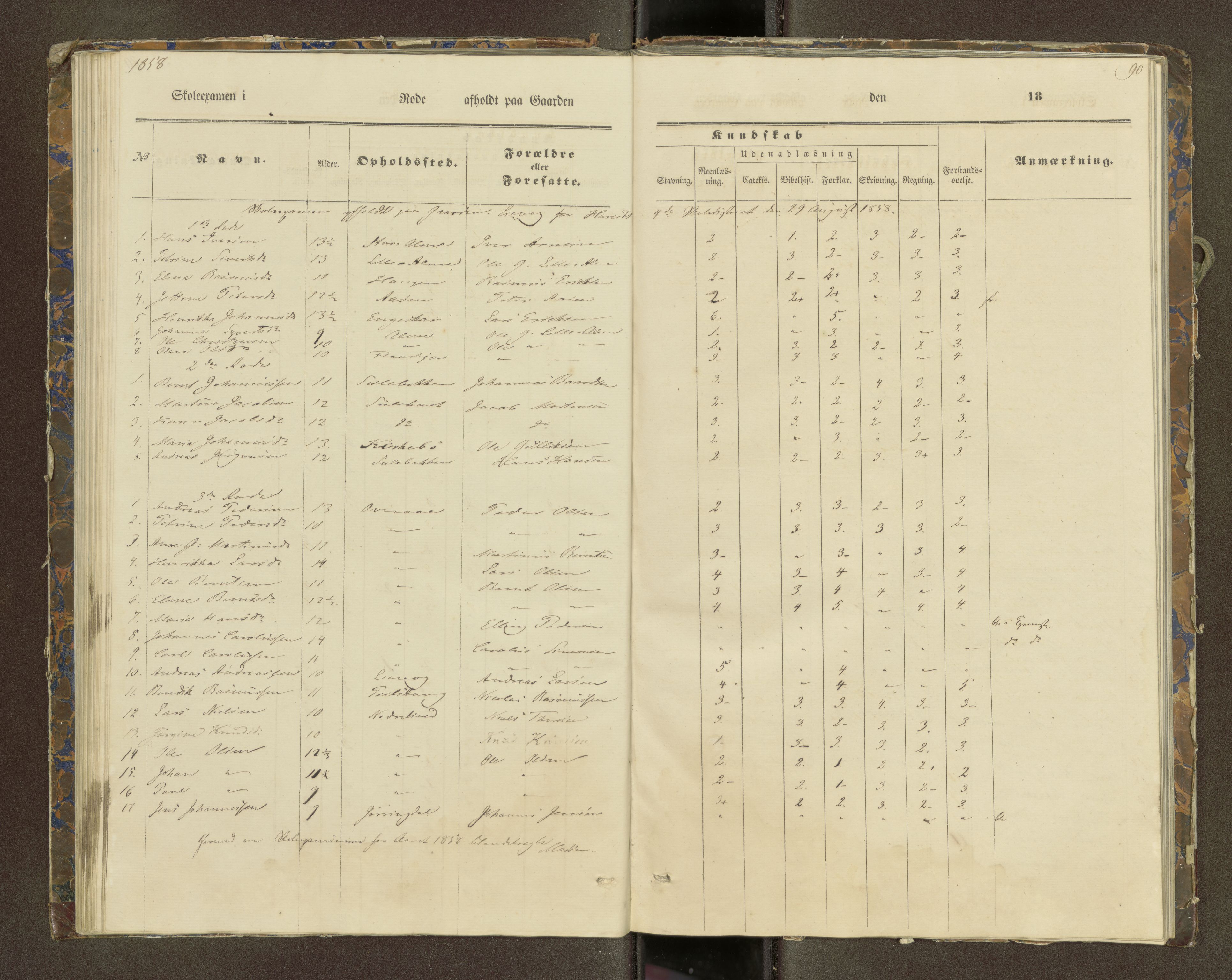 Ulstein sokneprestkontor, AV/SAT-A-1005/1/III/III2/III2f/L0001: Skoleeksamensprotokoll, 1850-1861, p. 90