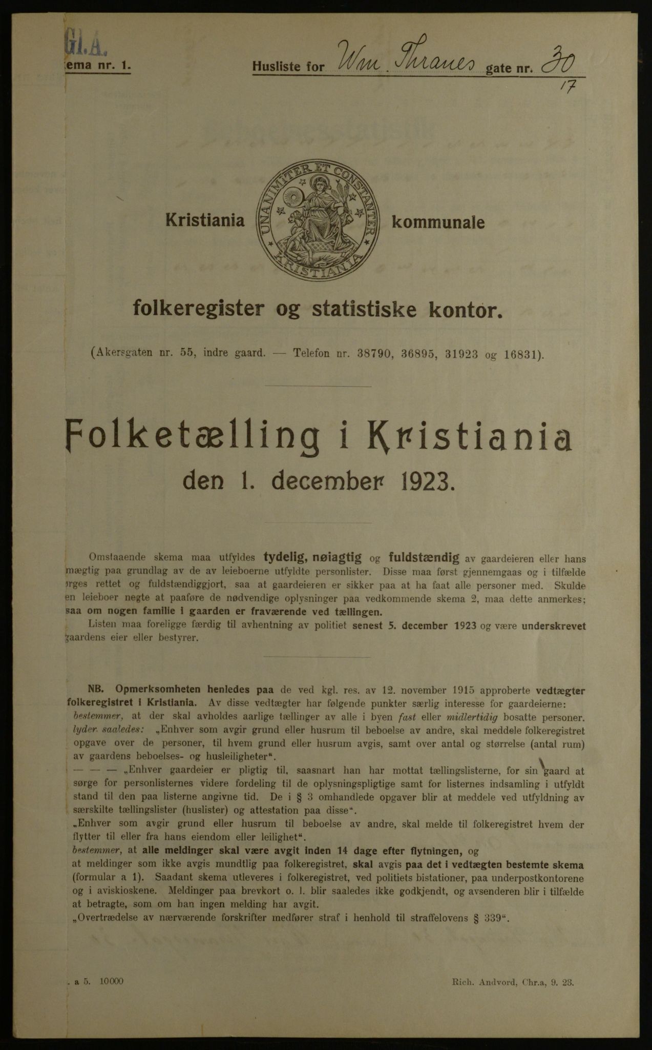 OBA, Municipal Census 1923 for Kristiania, 1923, p. 139935