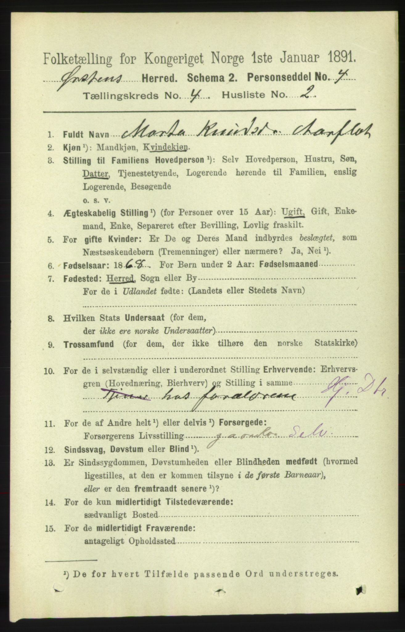 RA, 1891 census for 1520 Ørsta, 1891, p. 1686