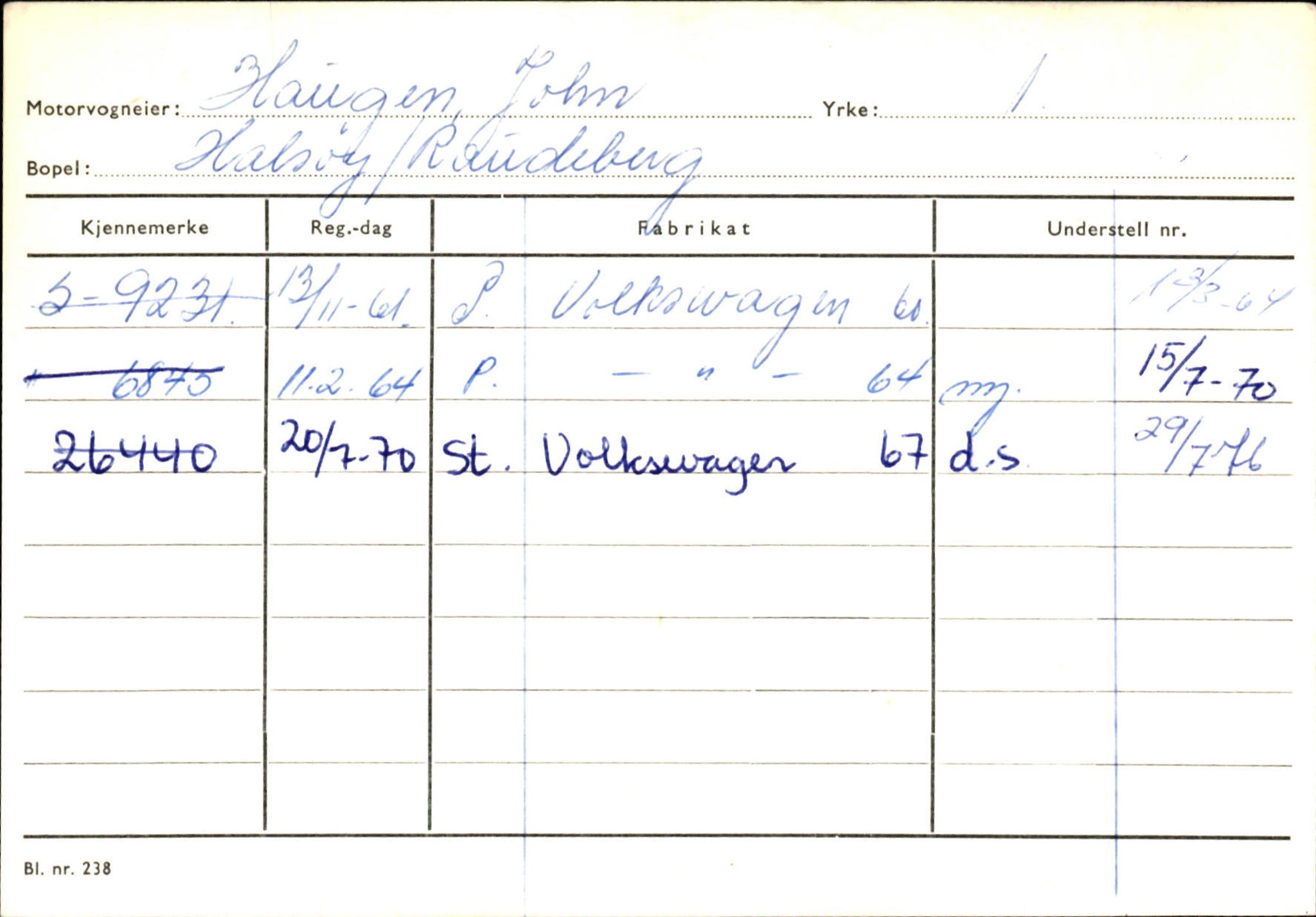 Statens vegvesen, Sogn og Fjordane vegkontor, AV/SAB-A-5301/4/F/L0144: Registerkort Vågsøy A-R, 1945-1975, p. 947