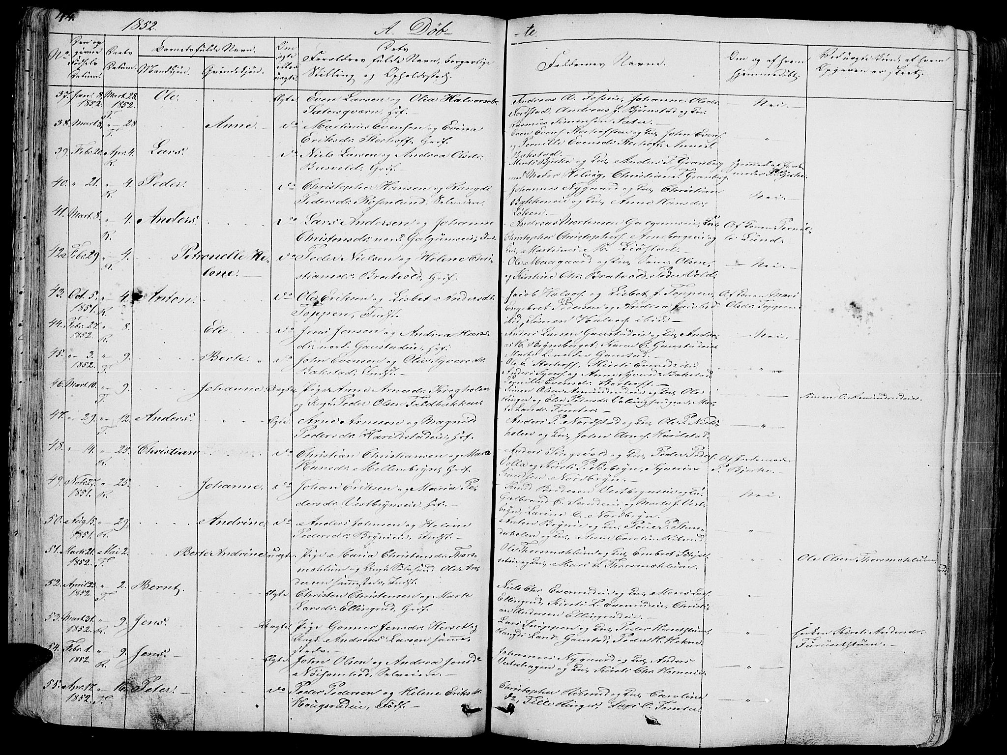Romedal prestekontor, SAH/PREST-004/L/L0009: Parish register (copy) no. 9, 1846-1866, p. 44