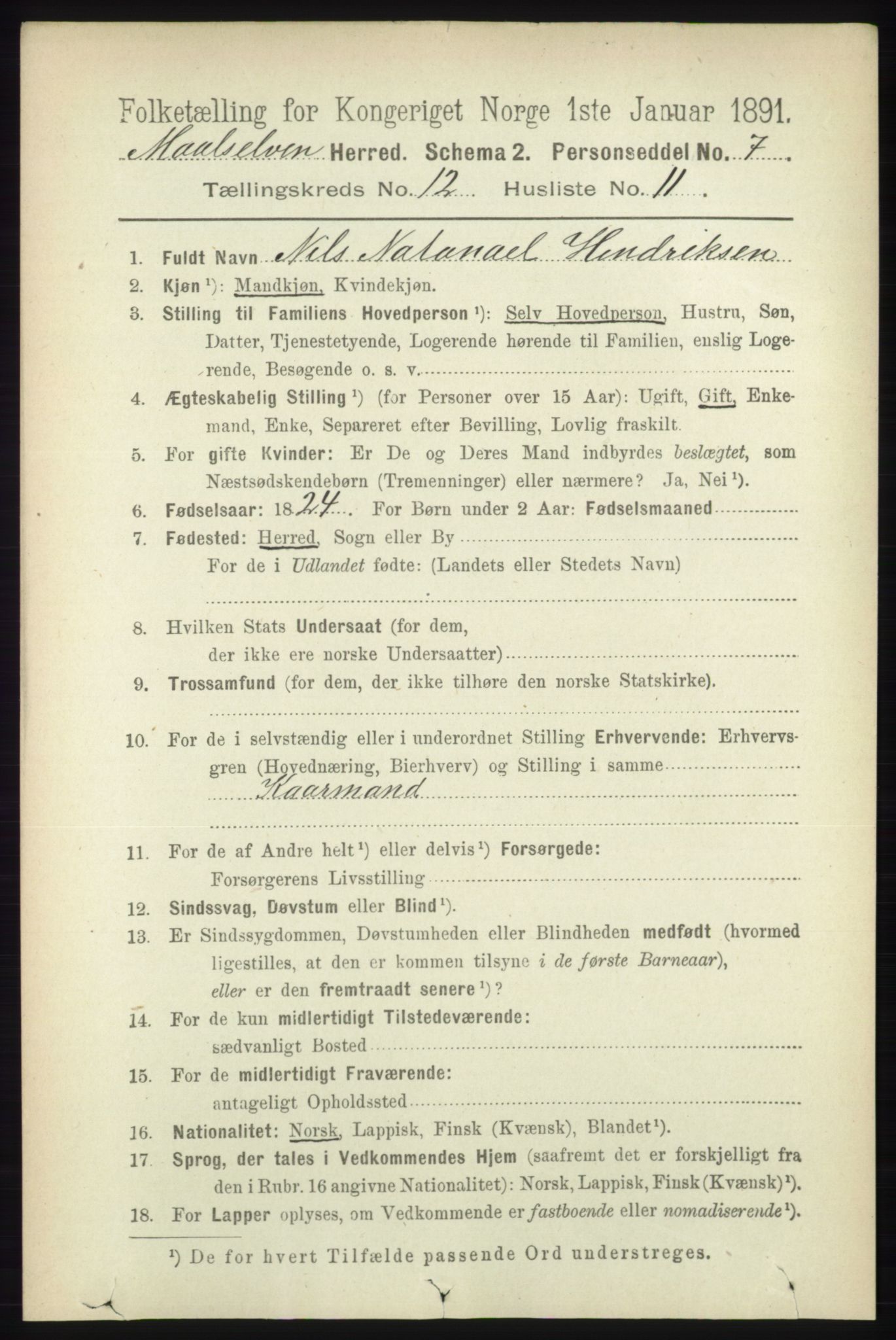 RA, 1891 census for 1924 Målselv, 1891, p. 3863