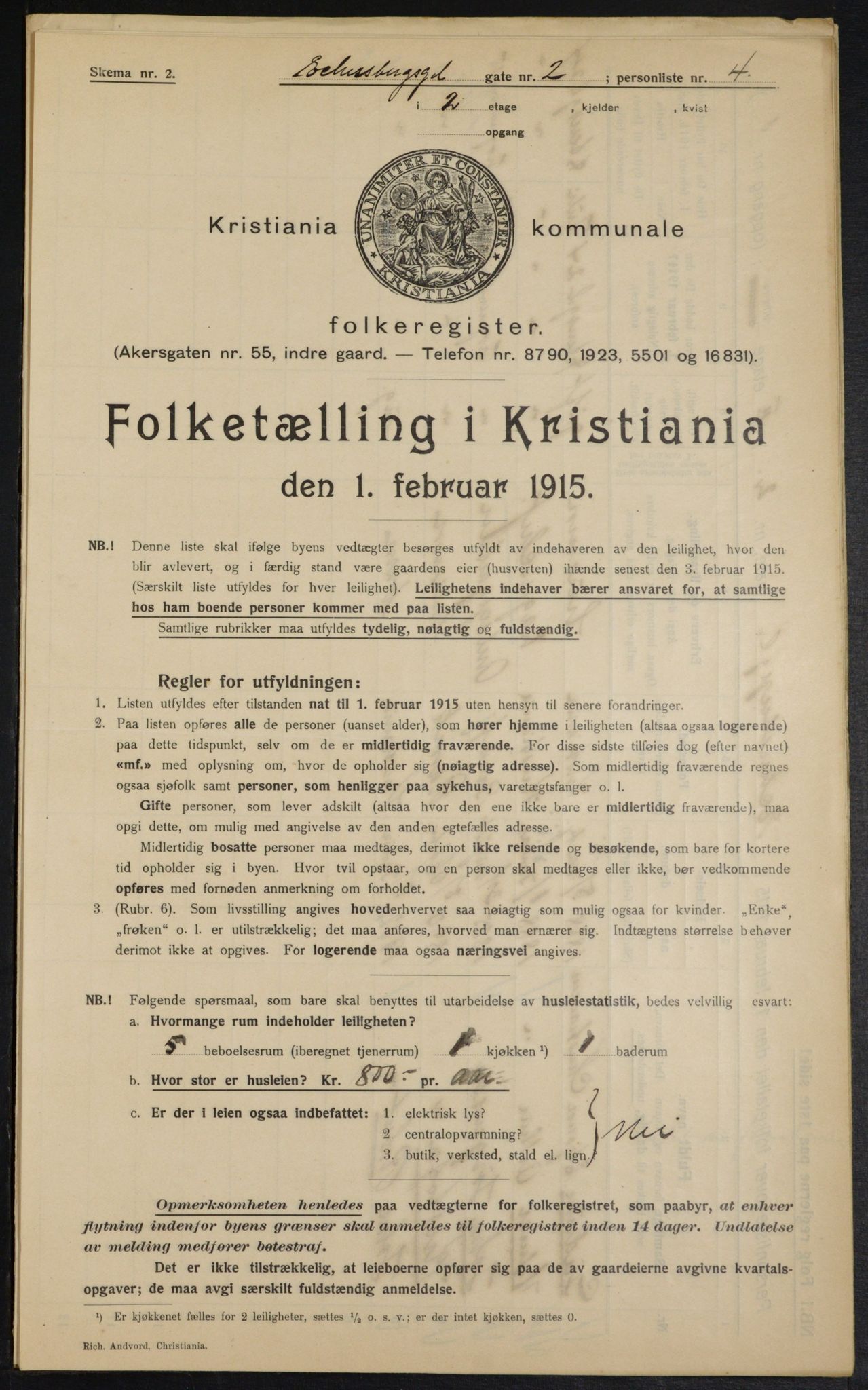 OBA, Municipal Census 1915 for Kristiania, 1915, p. 17704