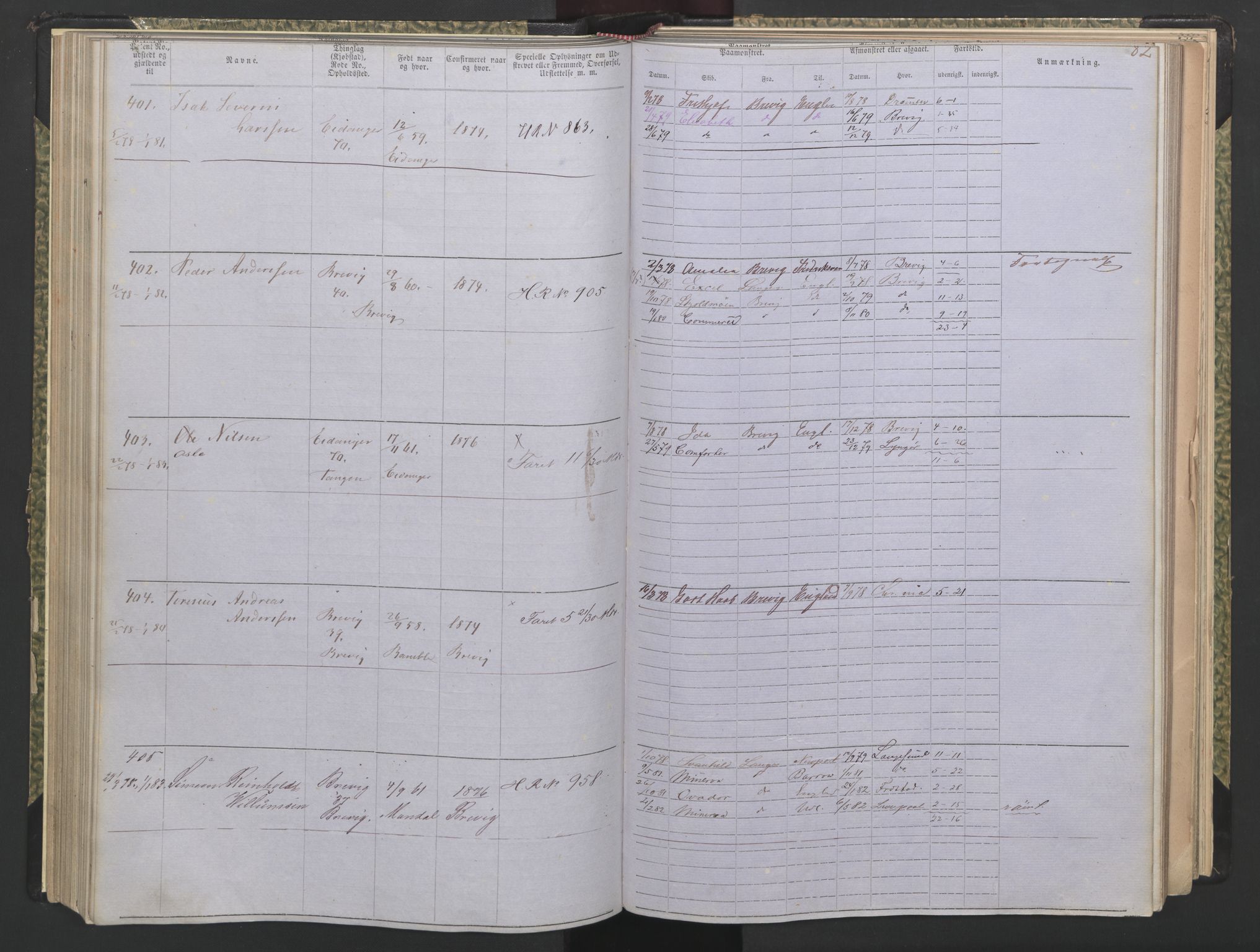 Brevik innrulleringskontor, AV/SAKO-A-833/F/Fa/L0004: Annotasjonsrulle, 1868-1948, p. 82