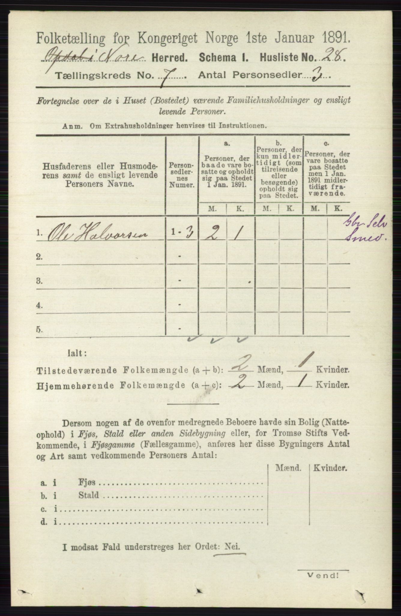 RA, 1891 census for 0633 Nore, 1891, p. 2590