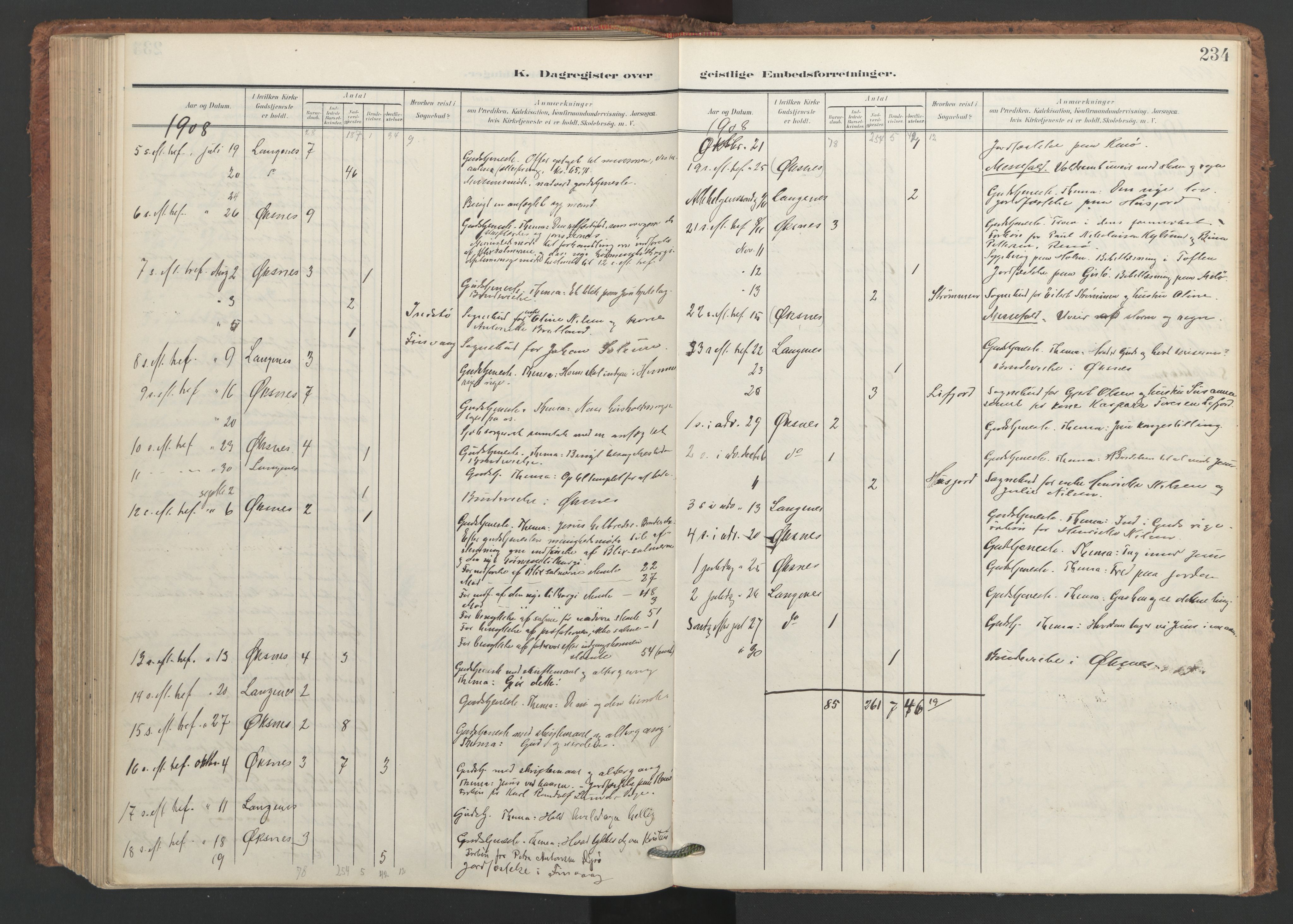 Ministerialprotokoller, klokkerbøker og fødselsregistre - Nordland, SAT/A-1459/893/L1339: Parish register (official) no. 893A11, 1904-1914, p. 234
