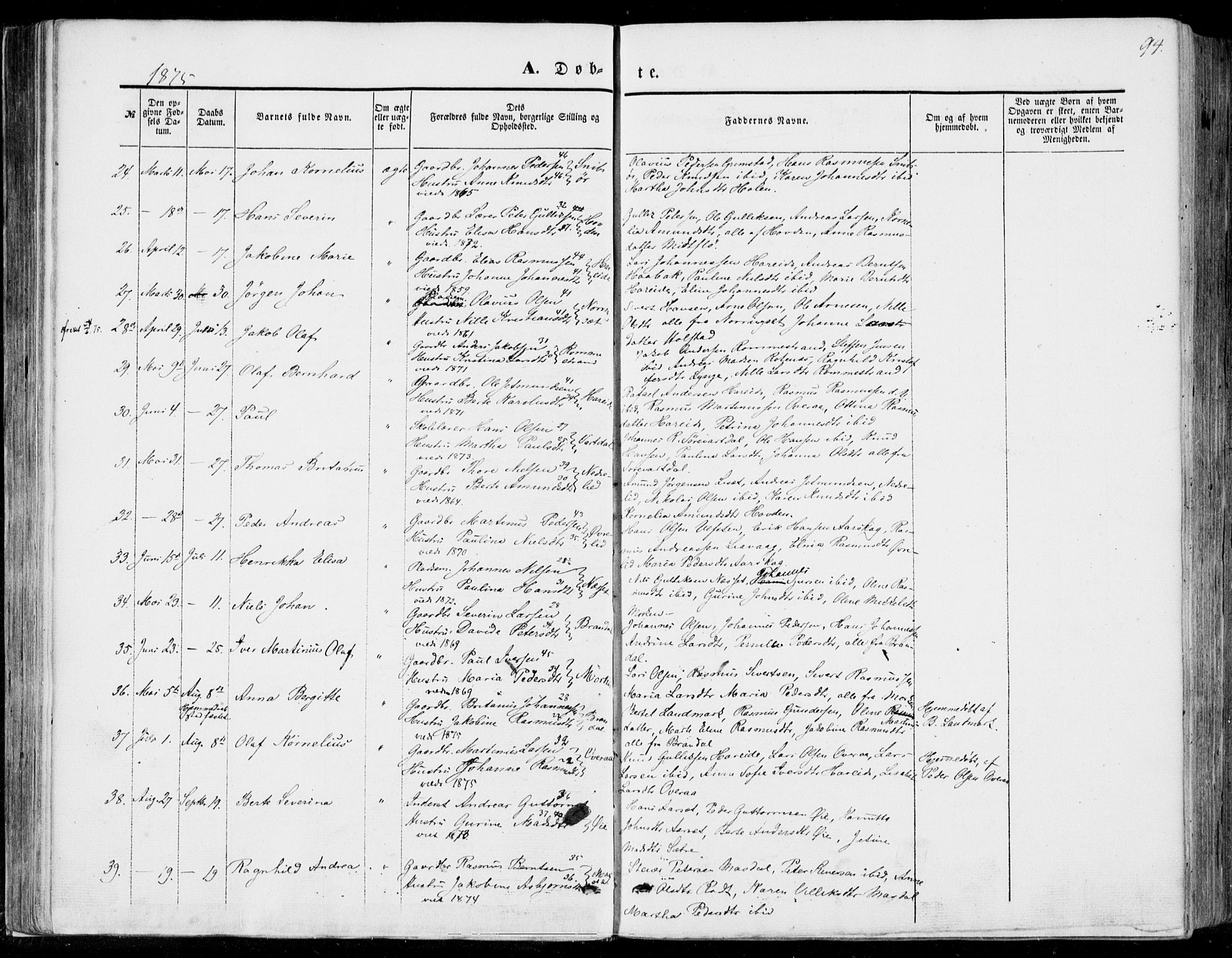 Ministerialprotokoller, klokkerbøker og fødselsregistre - Møre og Romsdal, SAT/A-1454/510/L0121: Parish register (official) no. 510A01, 1848-1877, p. 94