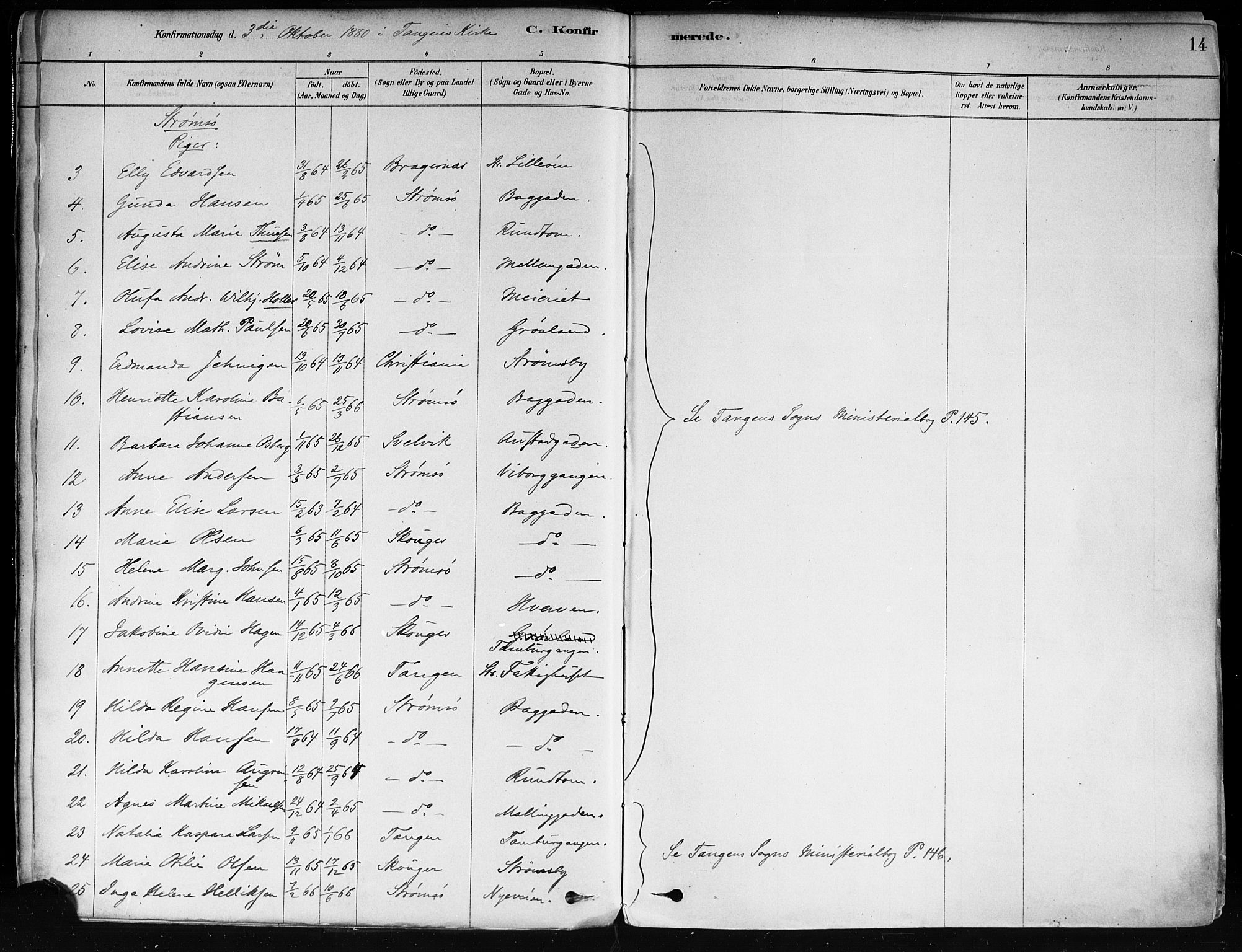 Strømsø kirkebøker, AV/SAKO-A-246/F/Fa/L0022: Parish register (official) no. I 22, 1879-1899, p. 14