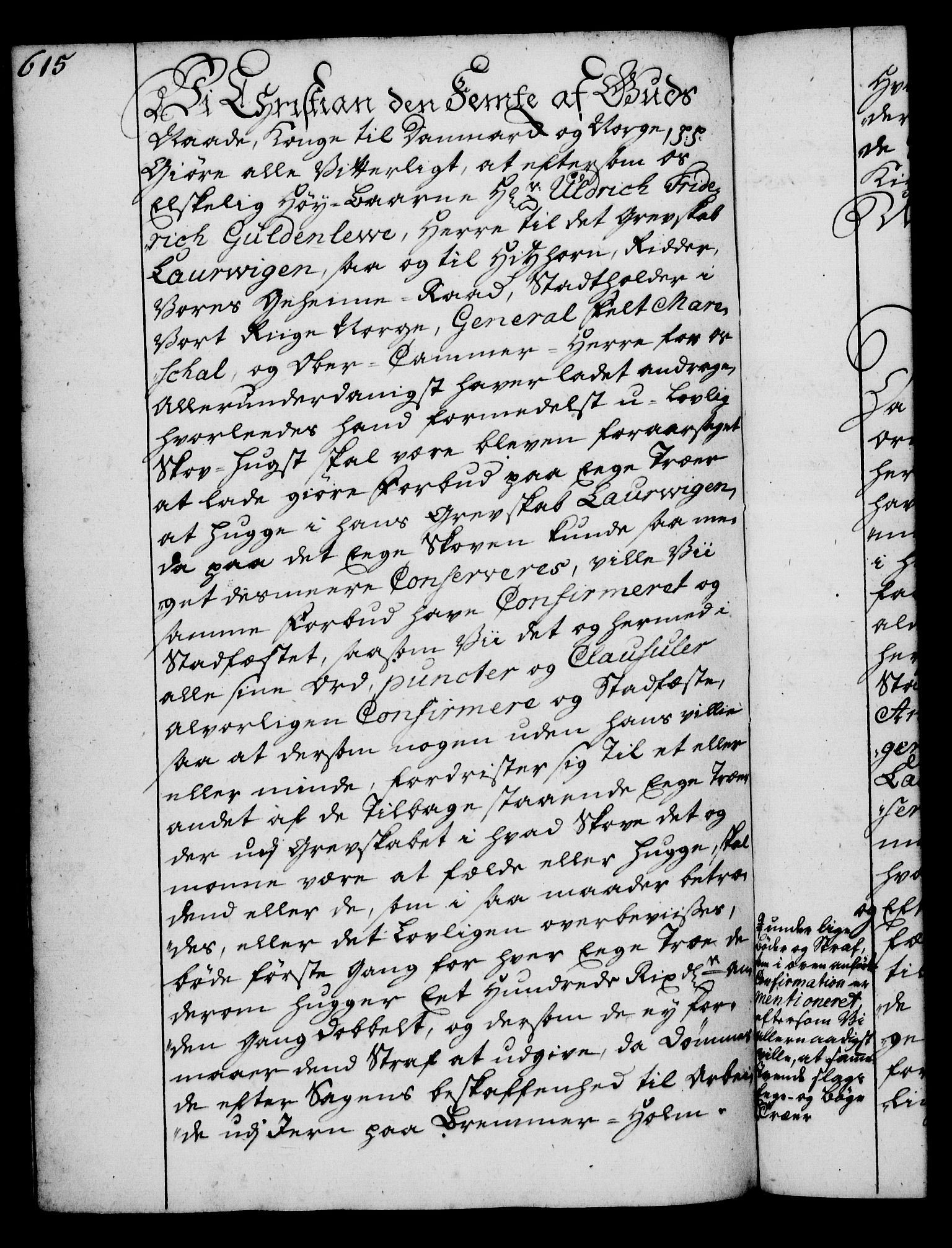 Rentekammeret, Kammerkanselliet, RA/EA-3111/G/Gg/Gga/L0004: Norsk ekspedisjonsprotokoll med register (merket RK 53.4), 1734-1741, p. 615