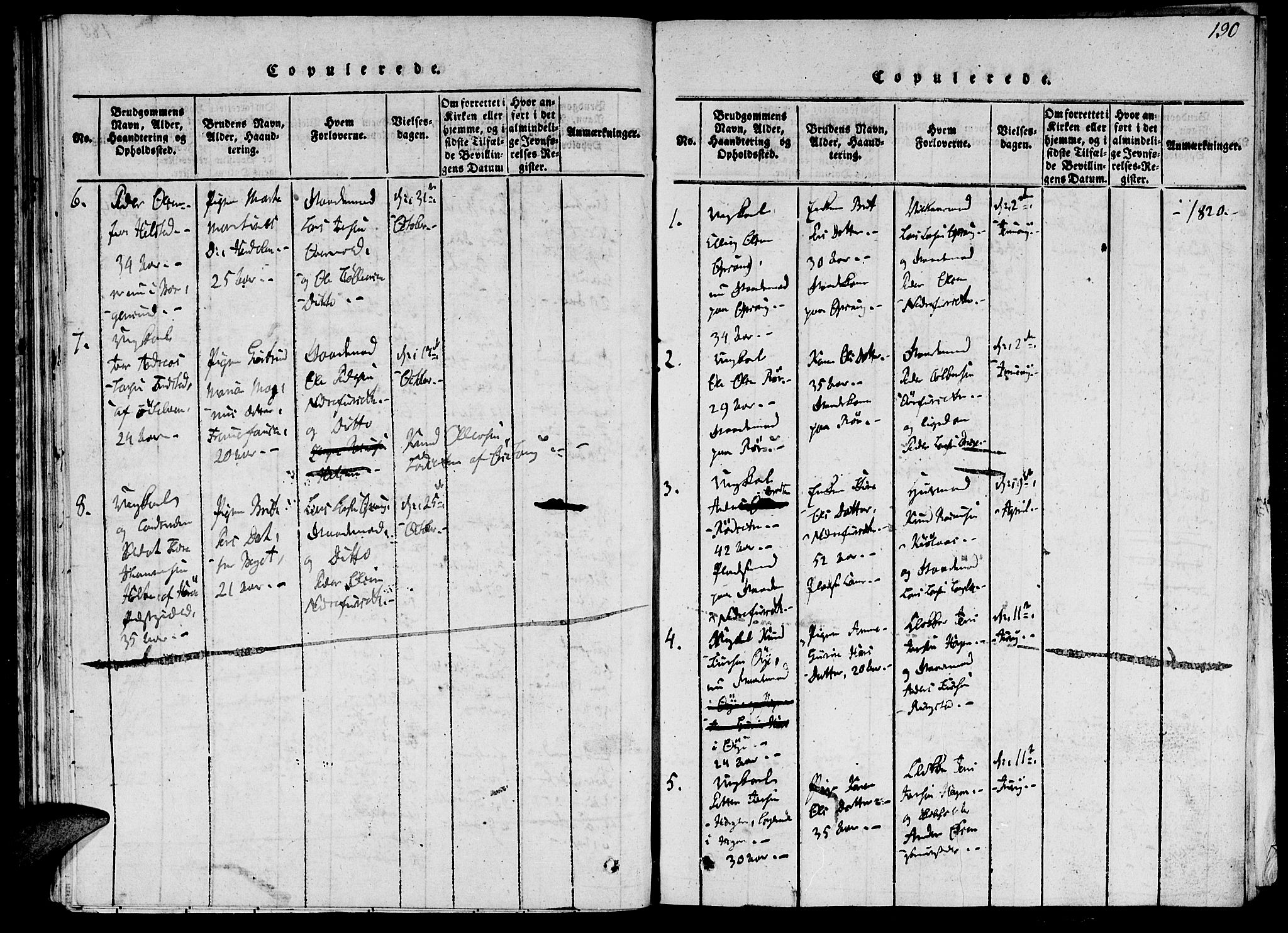 Ministerialprotokoller, klokkerbøker og fødselsregistre - Møre og Romsdal, AV/SAT-A-1454/520/L0273: Parish register (official) no. 520A03, 1817-1826, p. 190