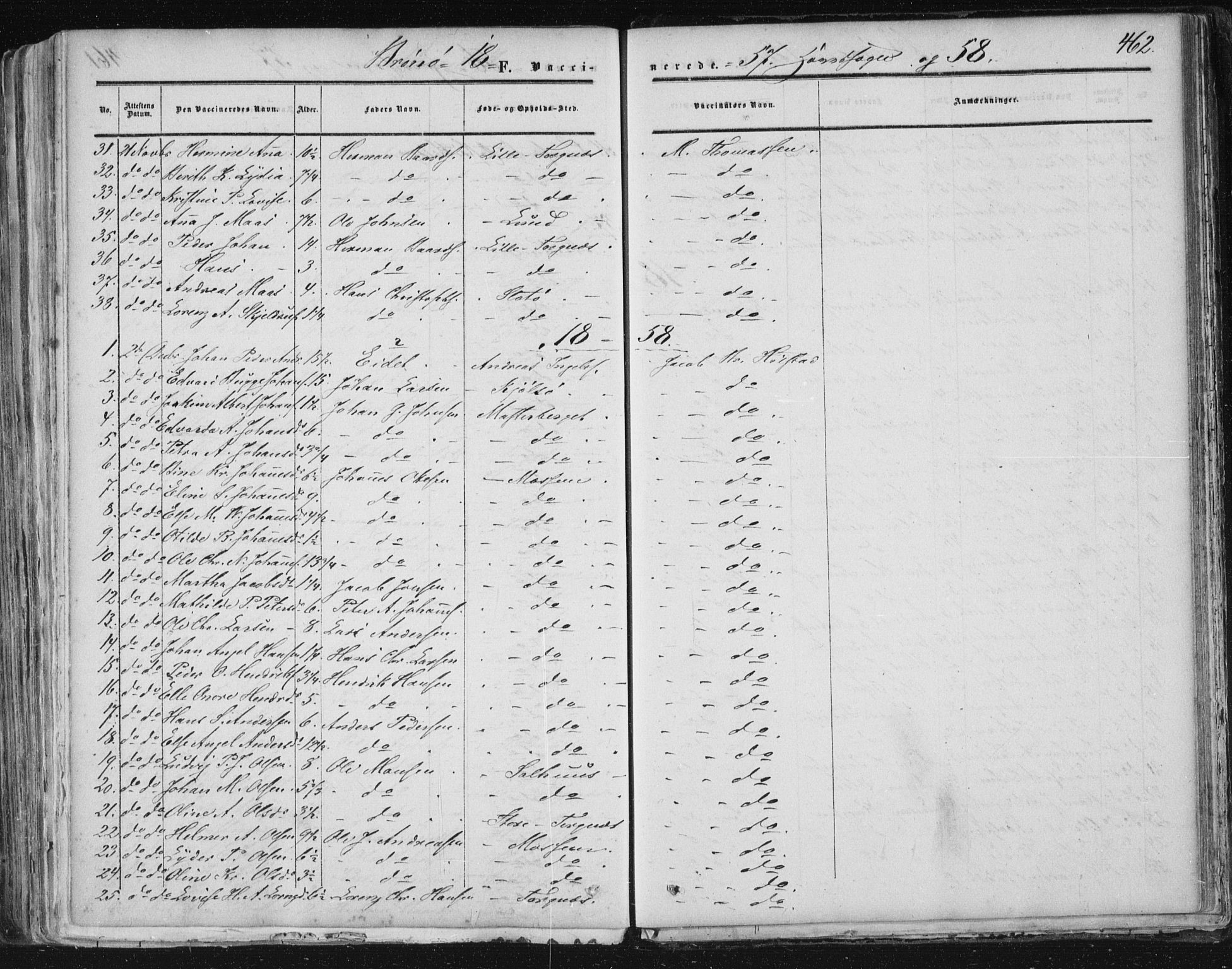 Ministerialprotokoller, klokkerbøker og fødselsregistre - Nordland, SAT/A-1459/813/L0198: Parish register (official) no. 813A08, 1834-1874, p. 462