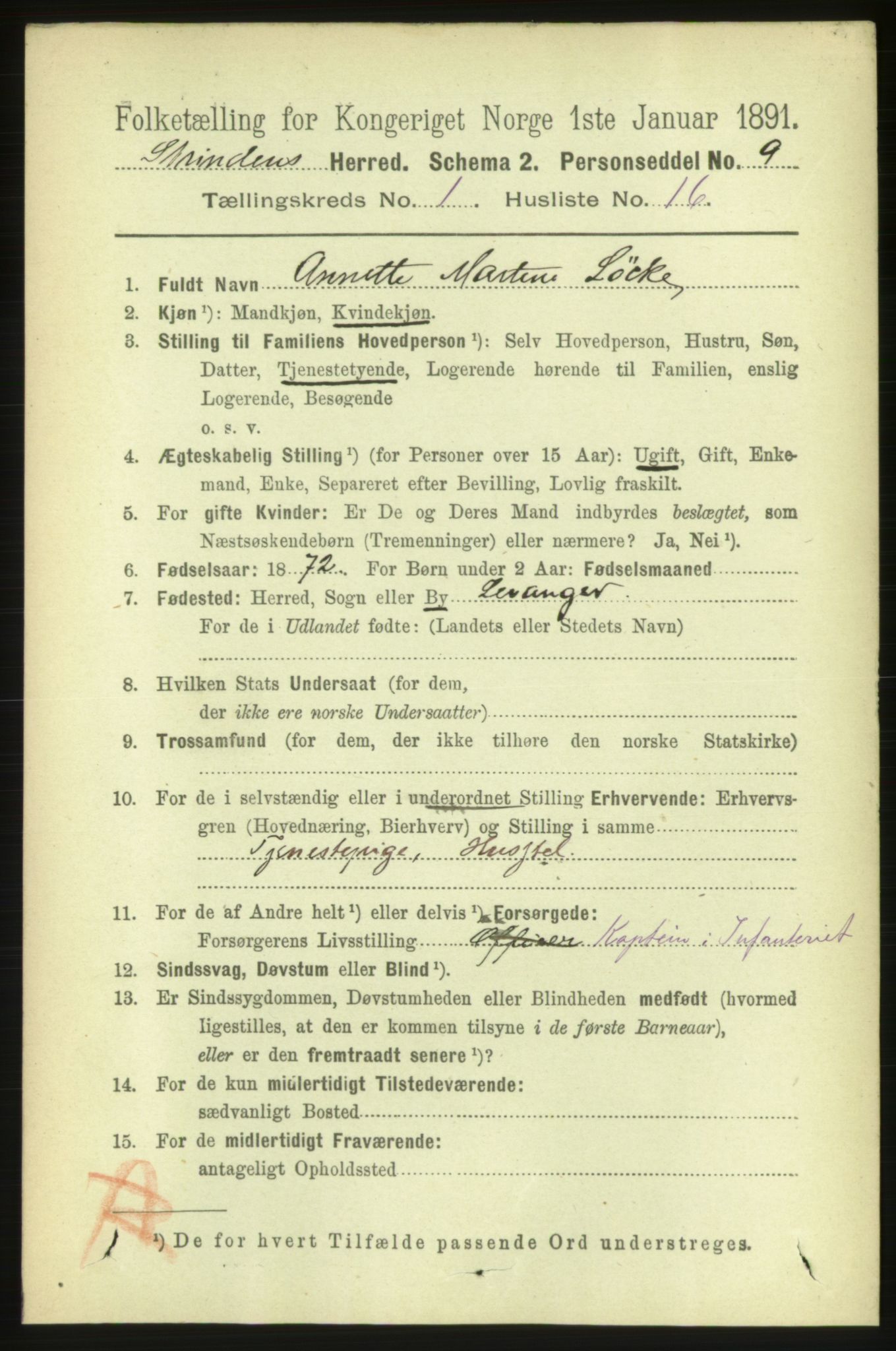 RA, 1891 census for 1660 Strinda, 1891, p. 261