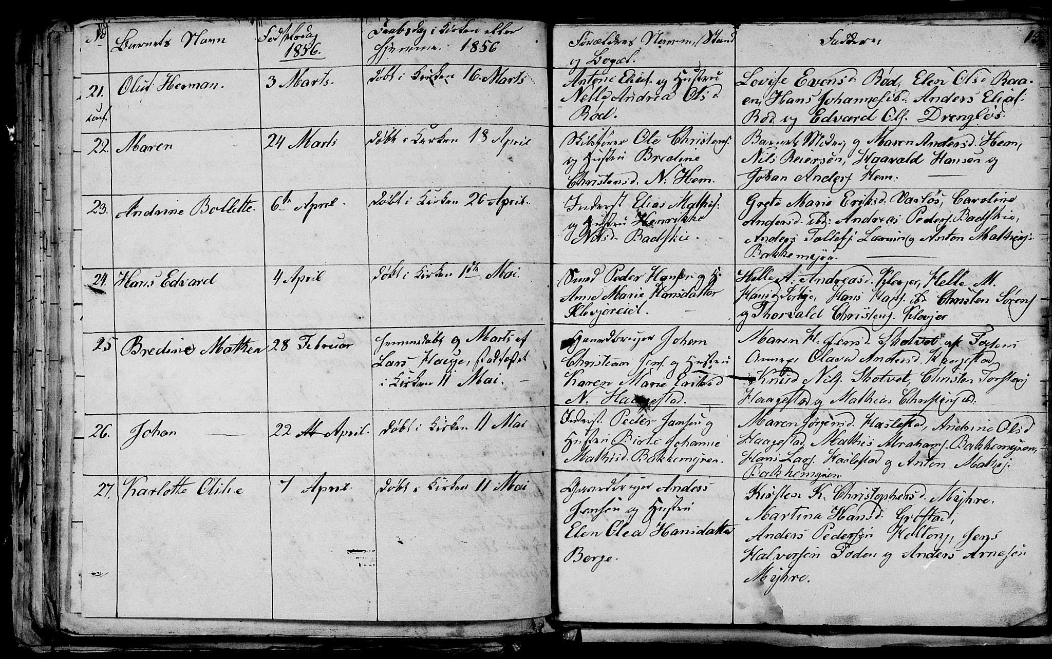 Våle kirkebøker, AV/SAKO-A-334/G/Ga/L0002: Parish register (copy) no. I 2, 1851-1863, p. 12-13