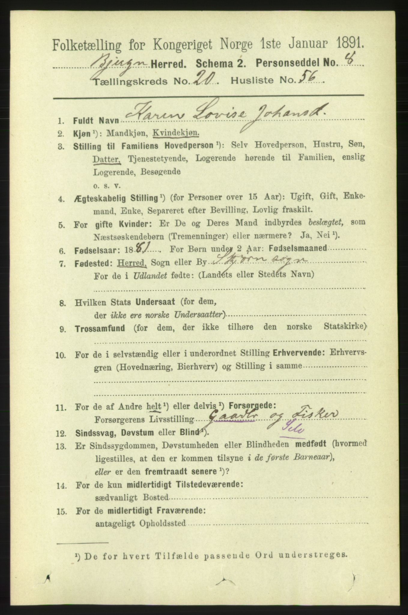 RA, 1891 census for 1627 Bjugn, 1891, p. 5750