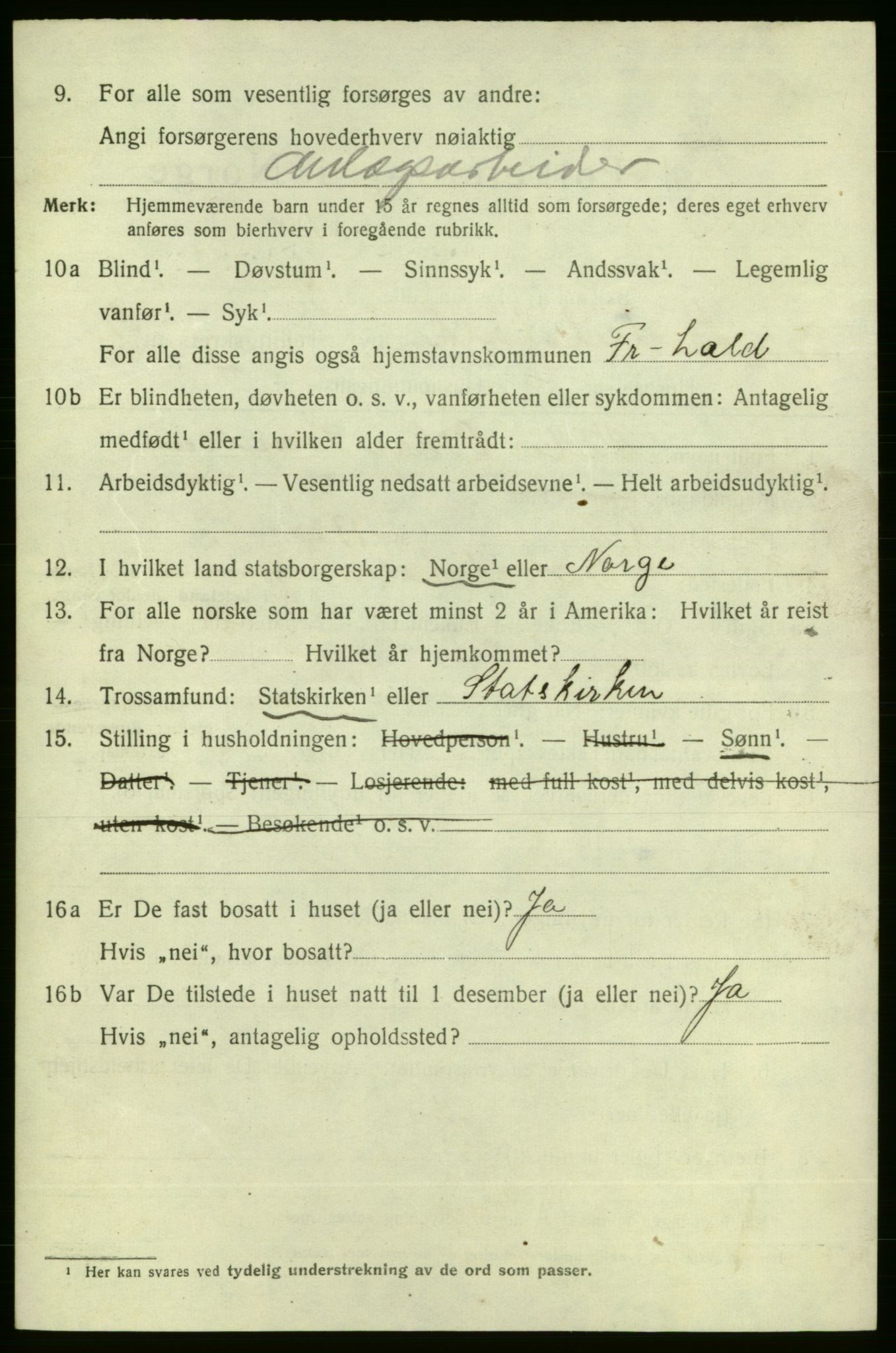 SAO, 1920 census for Fredrikshald, 1920, p. 9437