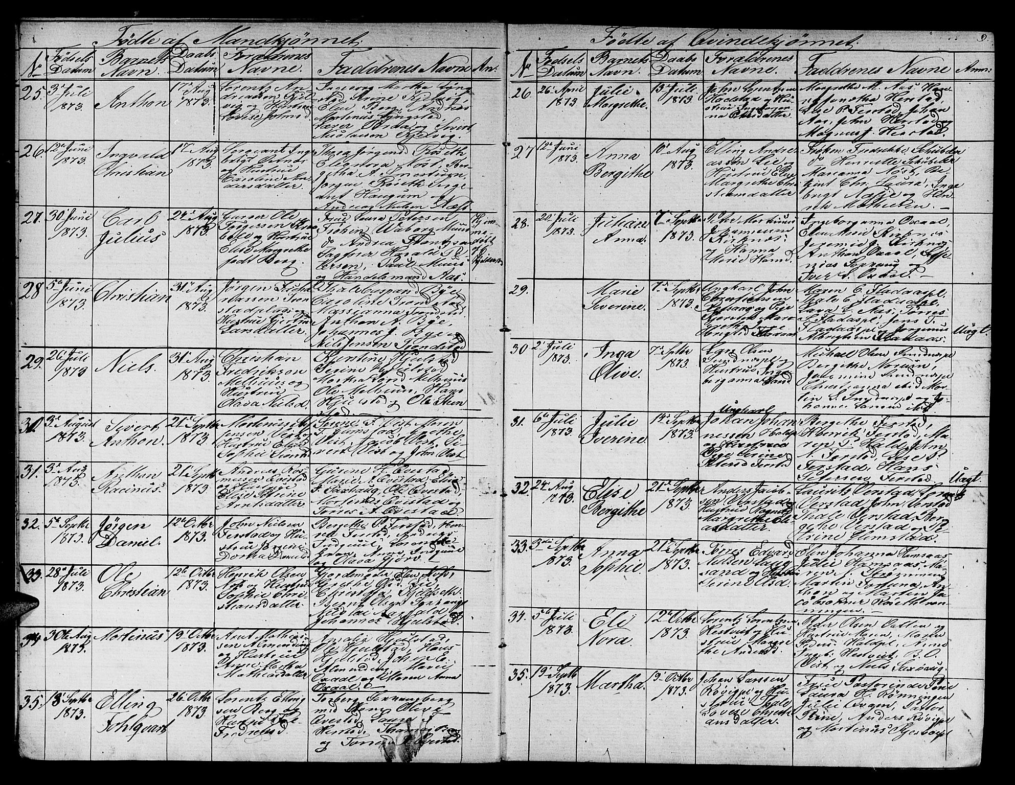 Ministerialprotokoller, klokkerbøker og fødselsregistre - Nord-Trøndelag, SAT/A-1458/730/L0300: Parish register (copy) no. 730C03, 1872-1879, p. 9