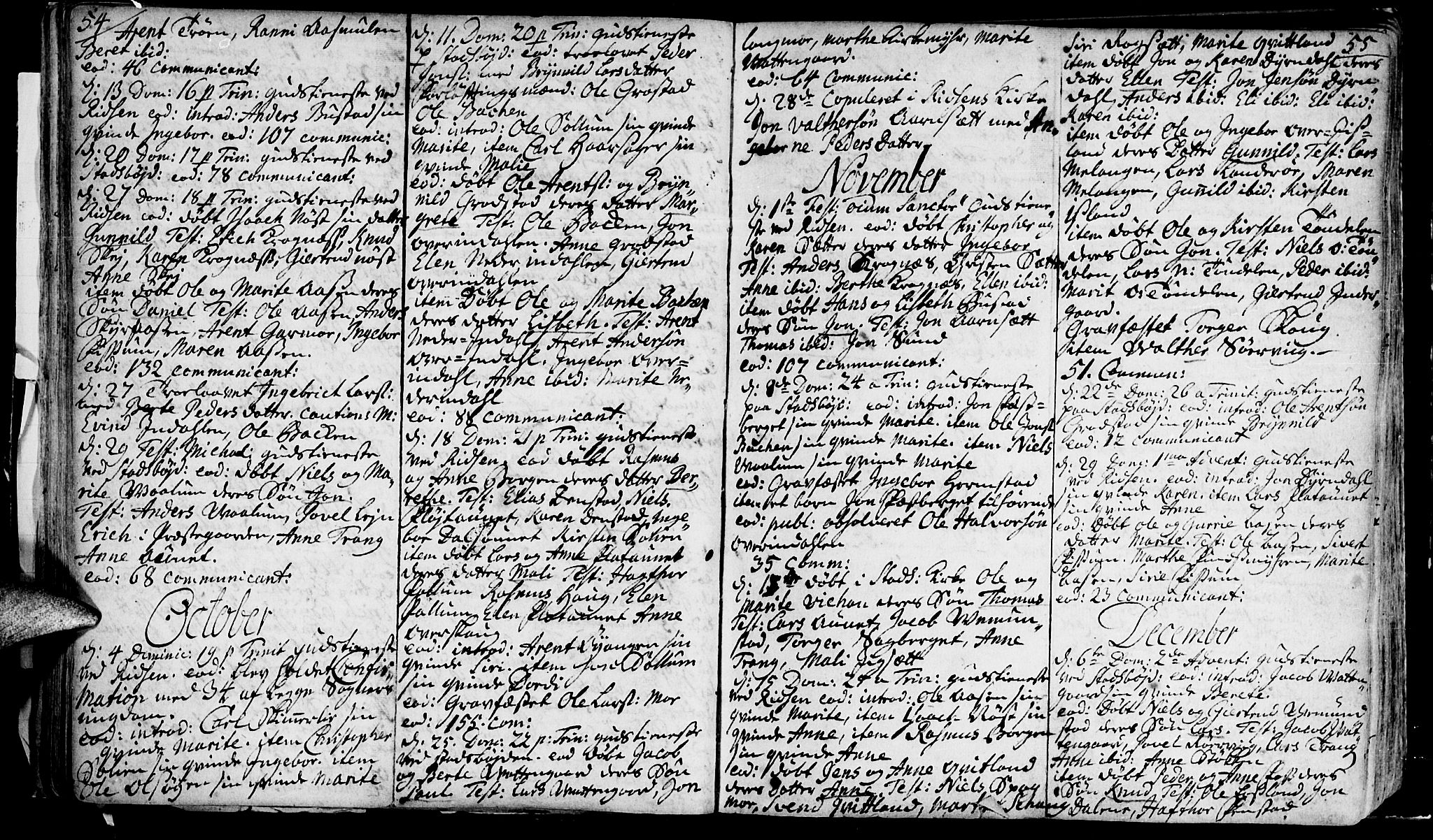 Ministerialprotokoller, klokkerbøker og fødselsregistre - Sør-Trøndelag, SAT/A-1456/646/L0604: Parish register (official) no. 646A02, 1735-1750, p. 54-55