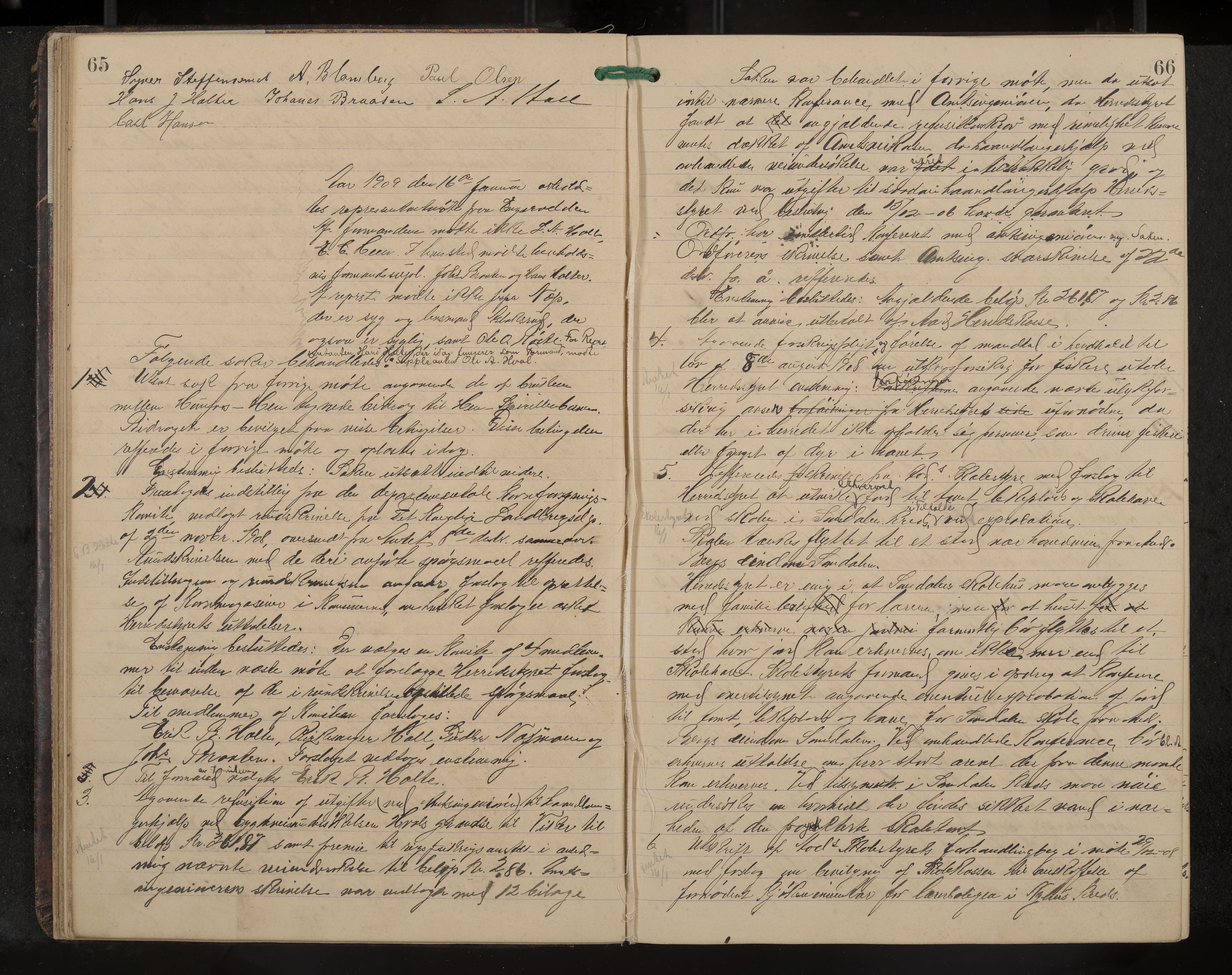 Ådal formannskap og sentraladministrasjon, IKAK/0614021/A/Aa/L0003: Møtebok, 1907-1914, p. 65-66