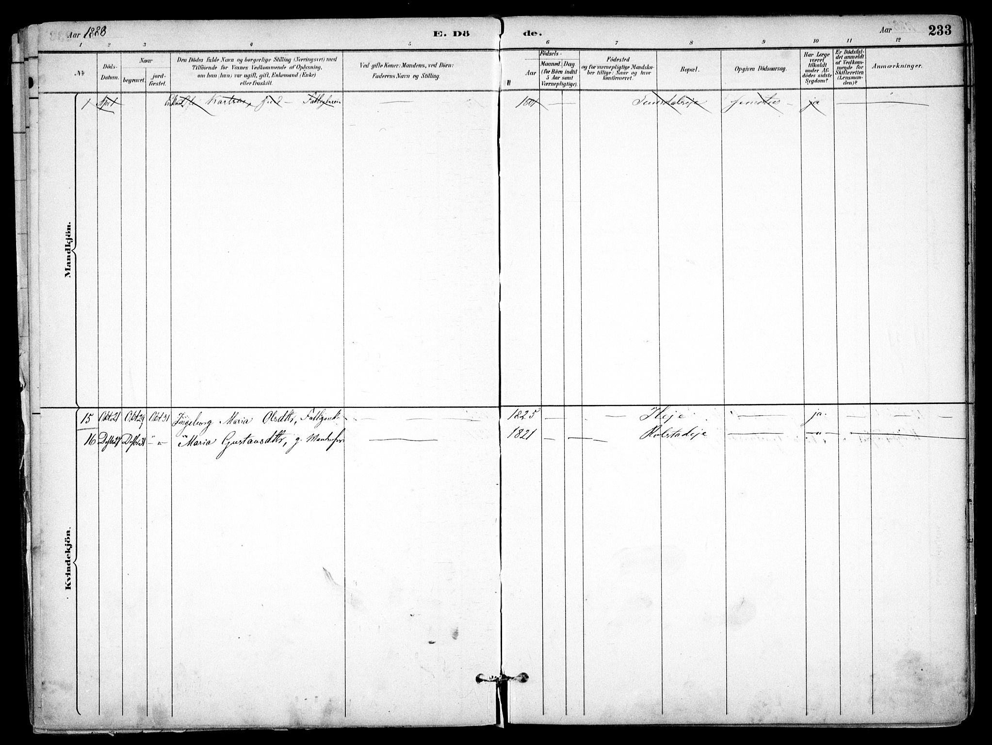 Nes prestekontor Kirkebøker, SAO/A-10410/F/Fb/L0002: Parish register (official) no. II 2, 1883-1918, p. 233
