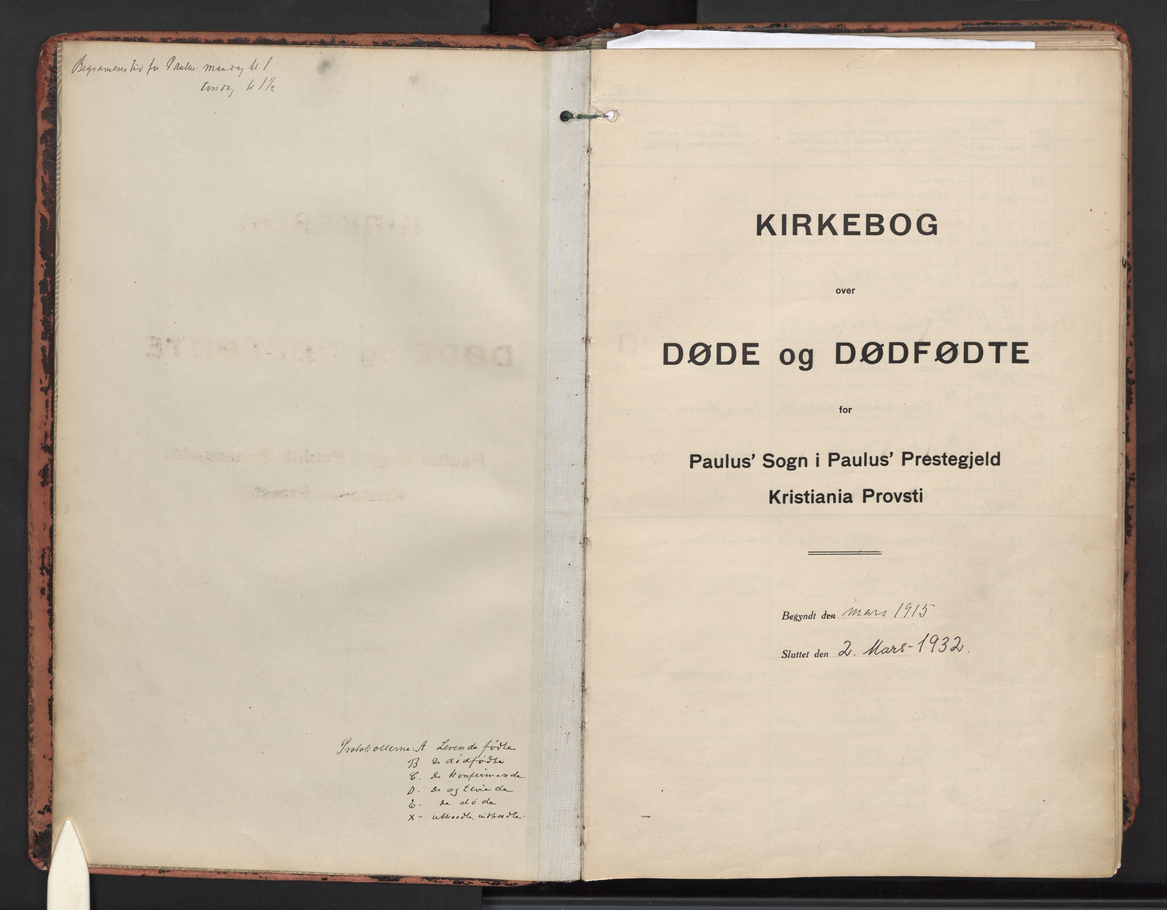 Paulus prestekontor Kirkebøker, SAO/A-10871/F/Fa/L0023: Parish register (official) no. 23, 1915-1932