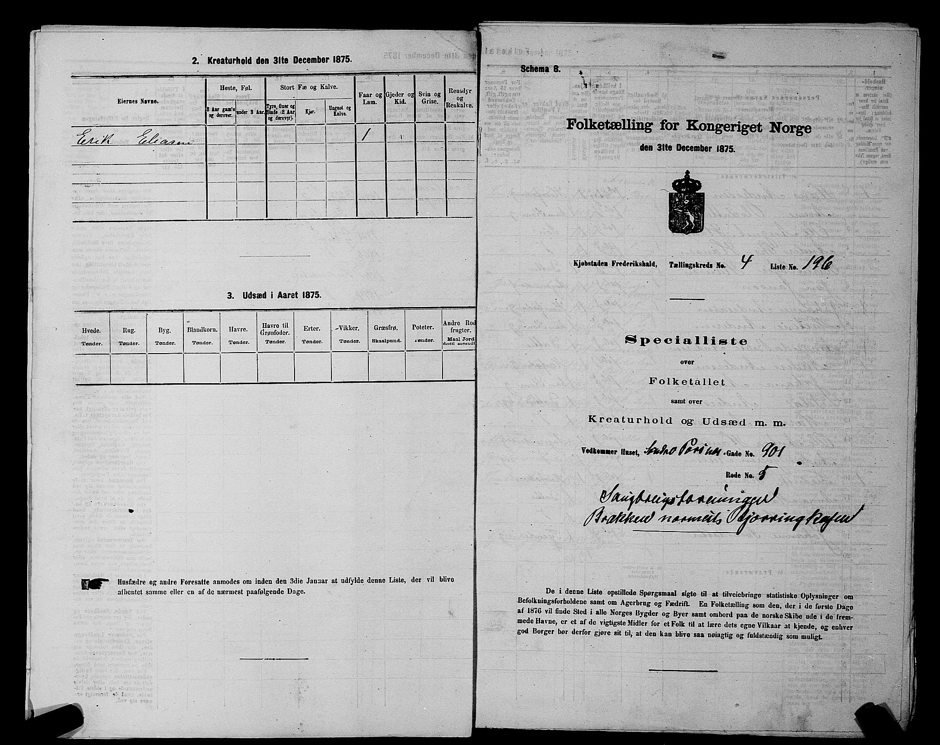 RA, 1875 census for 0101P Fredrikshald, 1875, p. 473