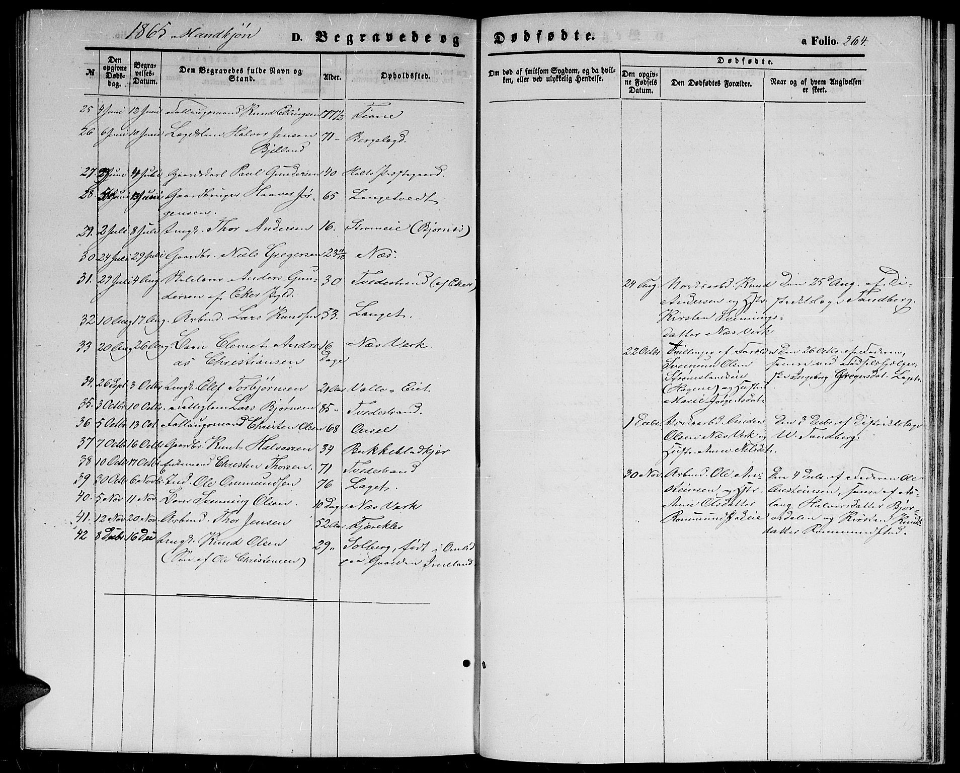 Holt sokneprestkontor, AV/SAK-1111-0021/F/Fb/L0008: Parish register (copy) no. B 8, 1858-1871, p. 264