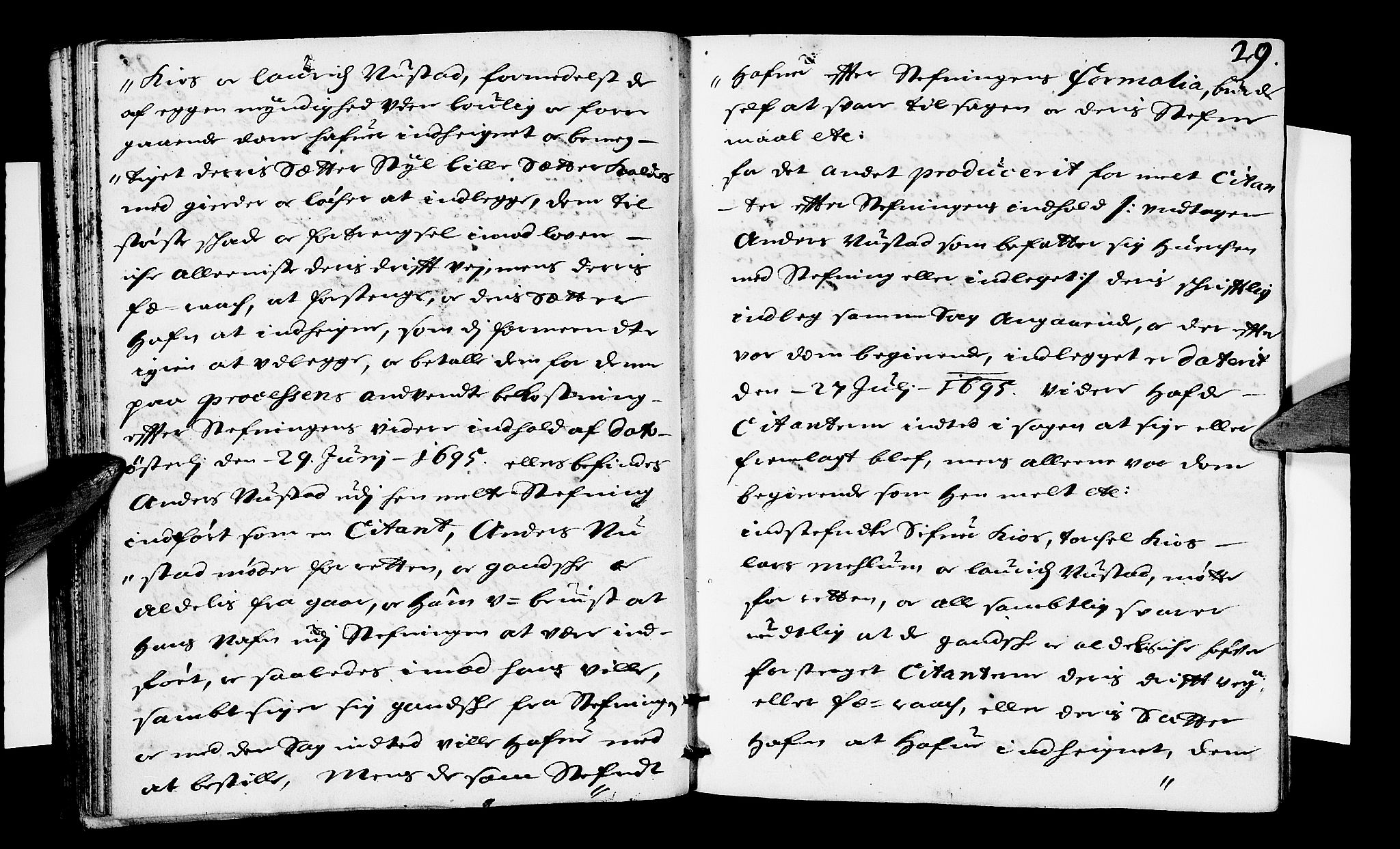 Sorenskriverier i Gudbrandsdalen, AV/SAH-TING-036/G/Gb/Gbb/L0018: Tingbok - Sør-Gudbrandsdal, 1695, p. 28b-29a