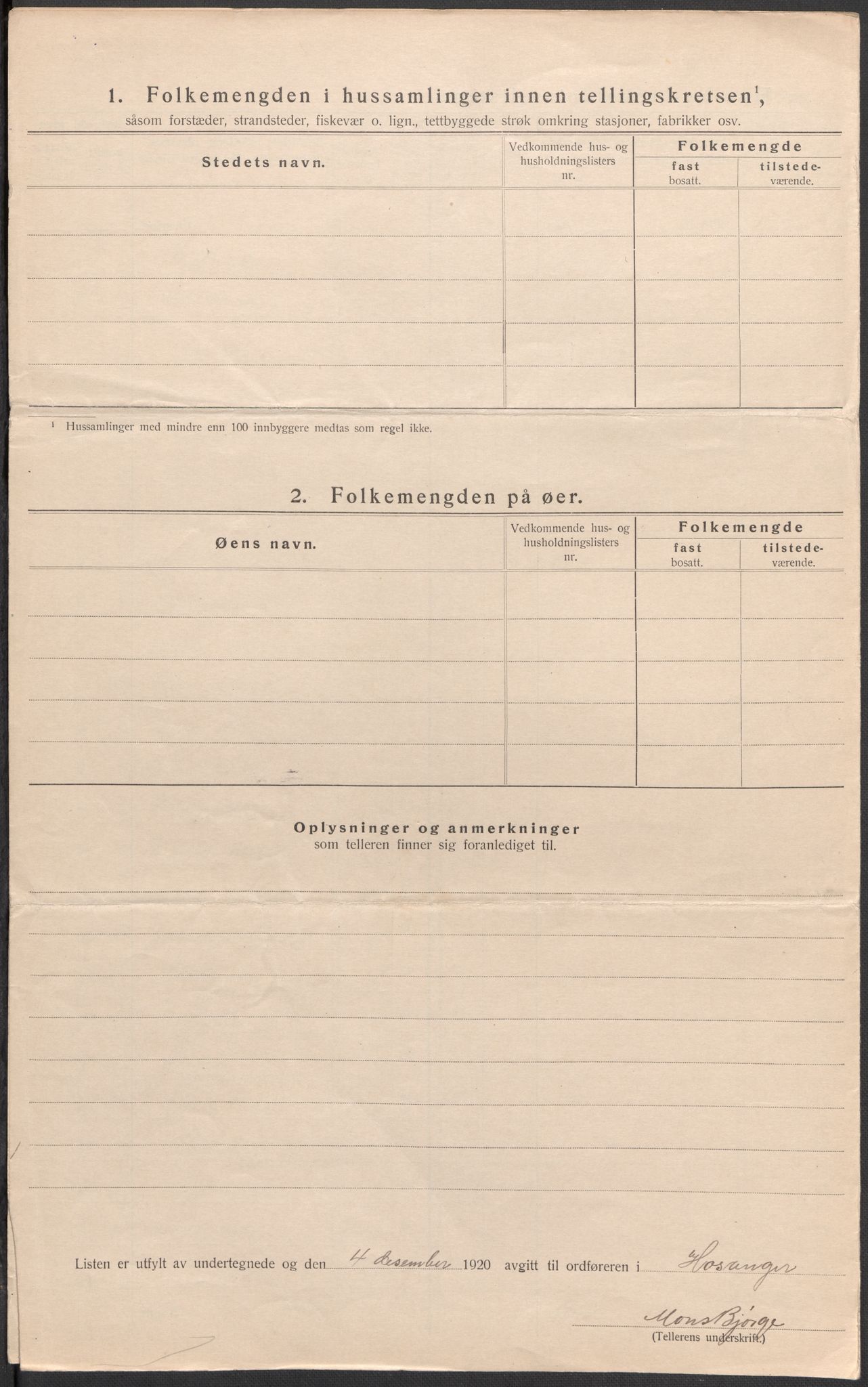 SAB, 1920 census for Hosanger, 1920, p. 51