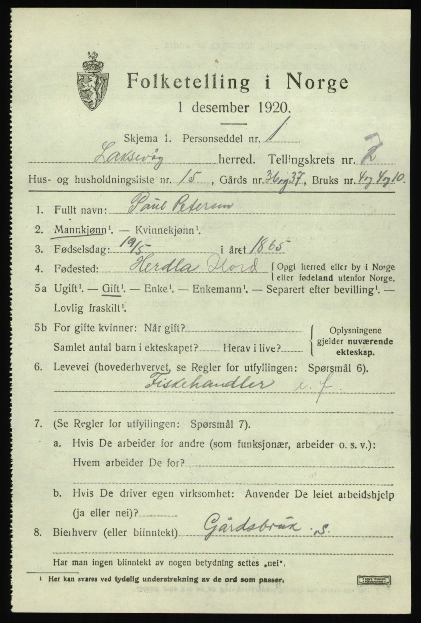SAB, 1920 census for Laksevåg, 1920, p. 18176