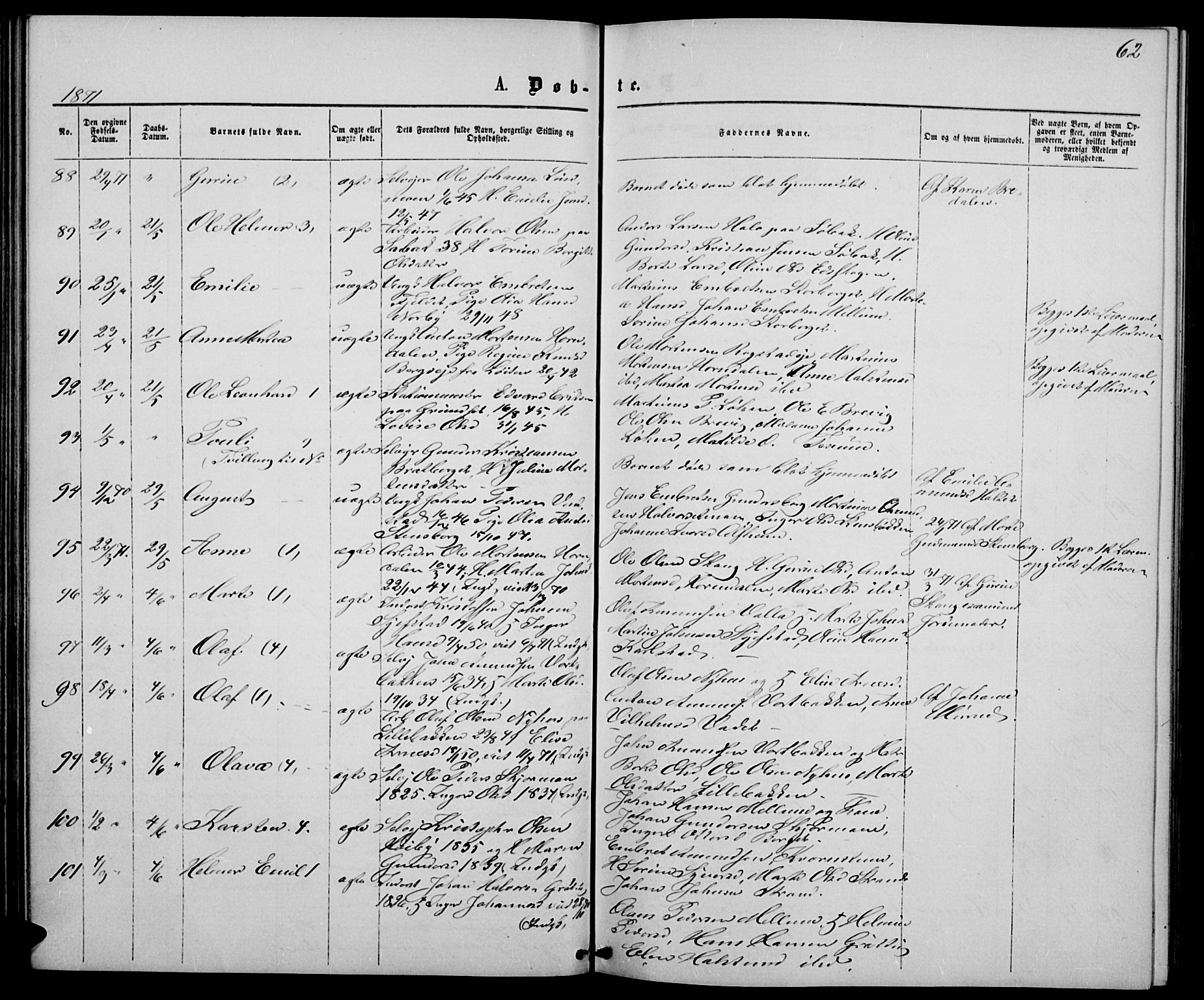 Elverum prestekontor, AV/SAH-PREST-044/H/Ha/Hab/L0004: Parish register (copy) no. 4, 1866-1874, p. 62