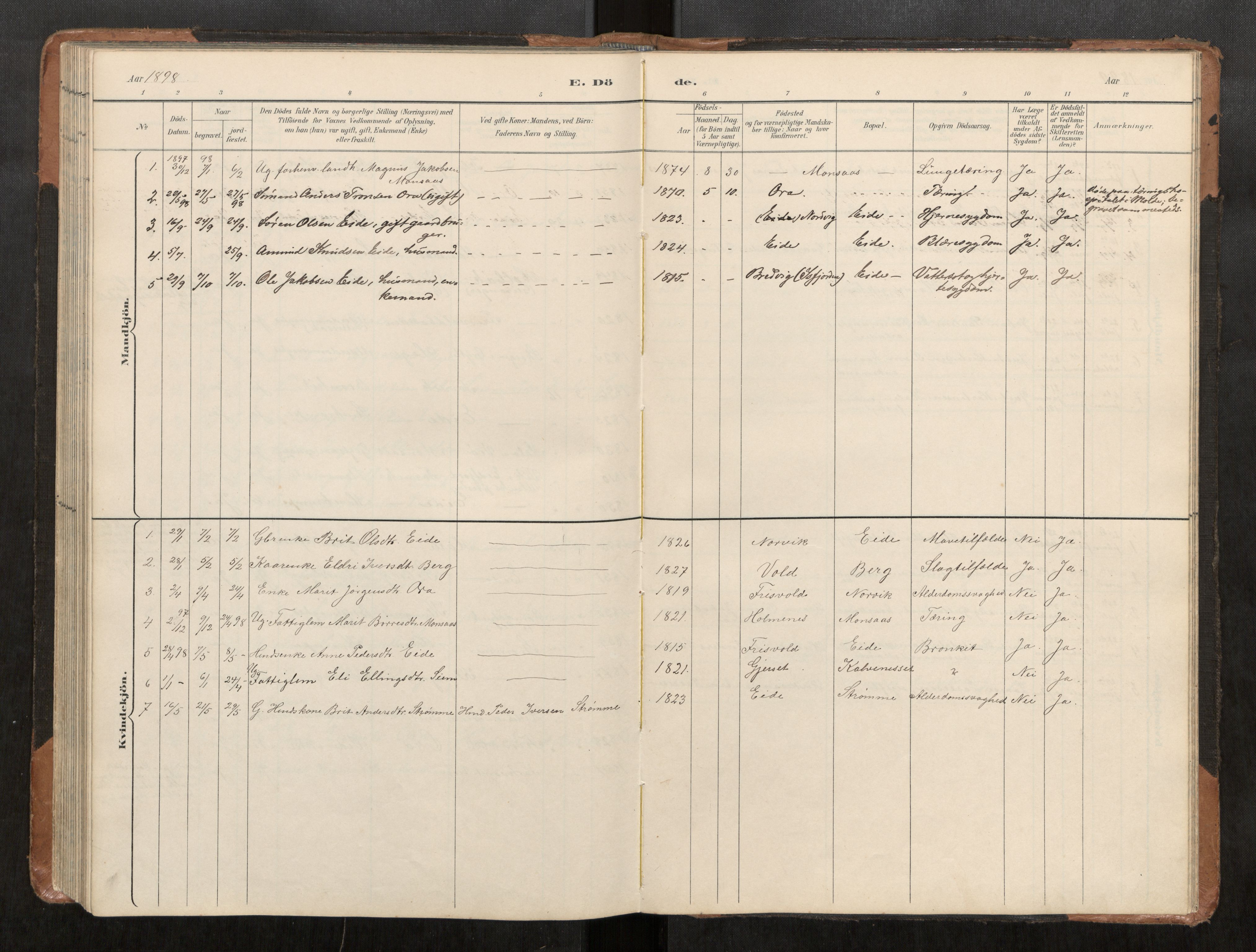 Ministerialprotokoller, klokkerbøker og fødselsregistre - Møre og Romsdal, AV/SAT-A-1454/542/L0561: Parish register (copy) no. 542C03, 1893-1931