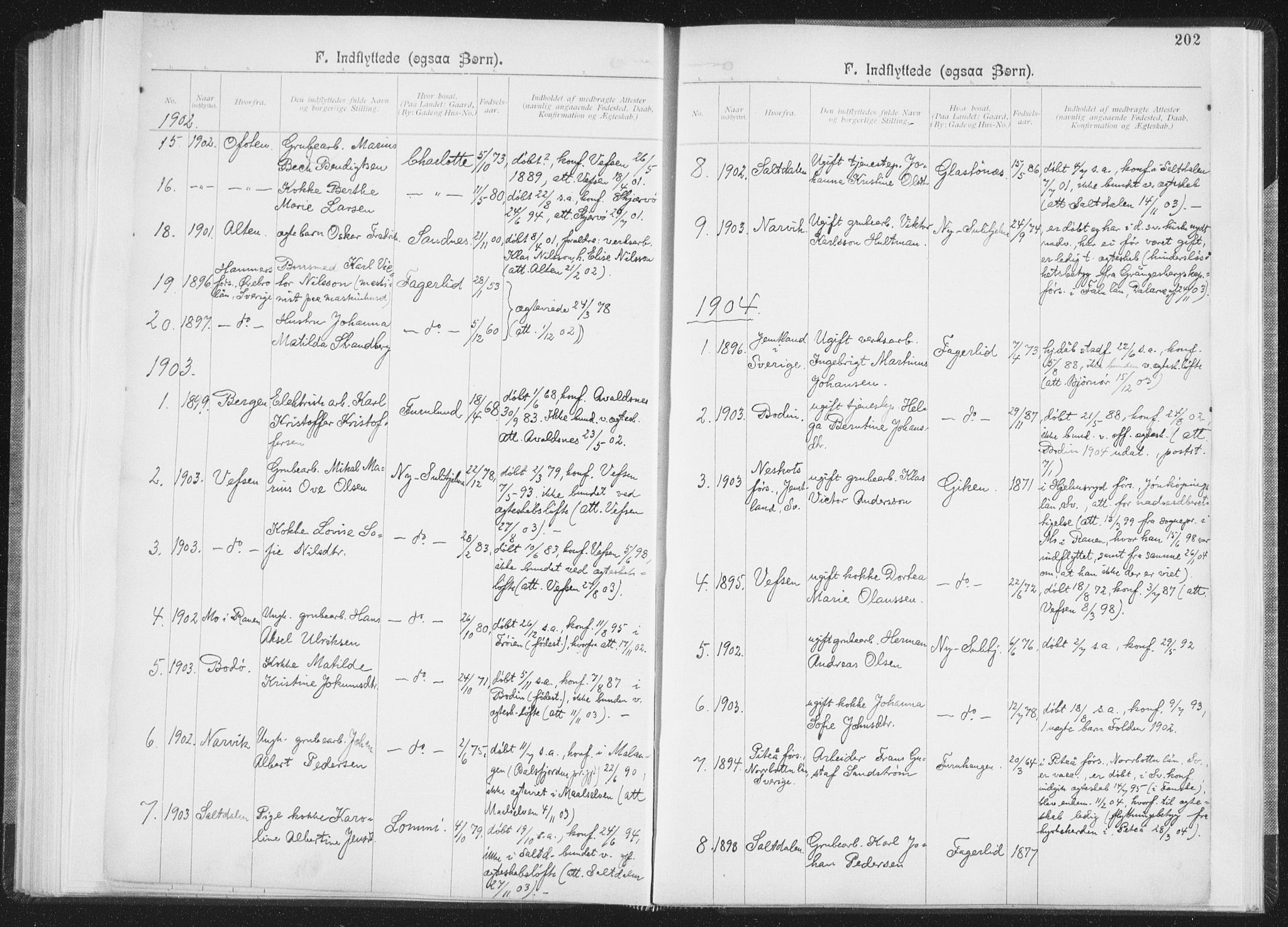 Ministerialprotokoller, klokkerbøker og fødselsregistre - Nordland, SAT/A-1459/850/L0711: Curate's parish register no. 850B01, 1902-1915, p. 202