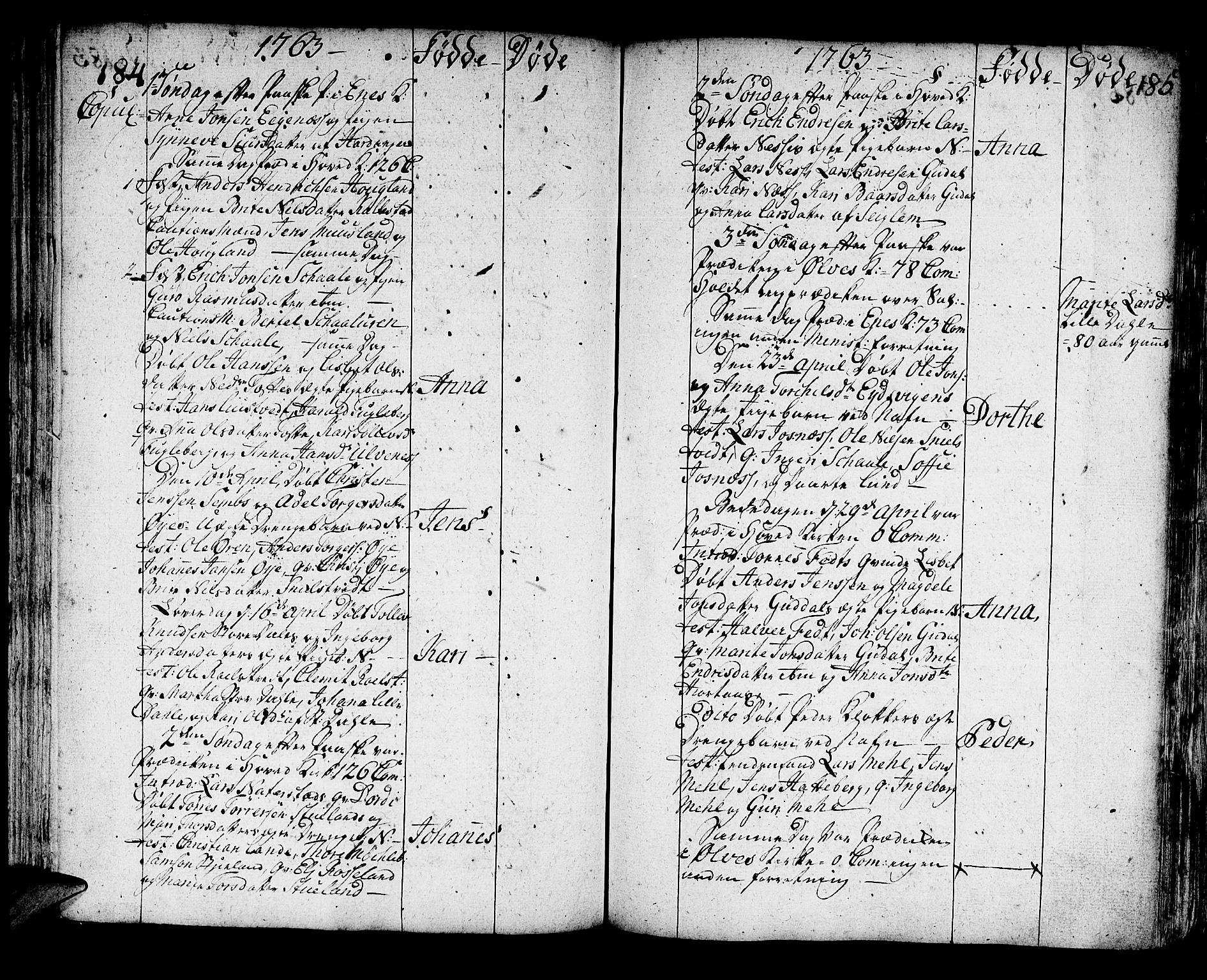 Kvinnherad sokneprestembete, AV/SAB-A-76401/H/Haa: Parish register (official) no. A 3, 1754-1777, p. 184-185