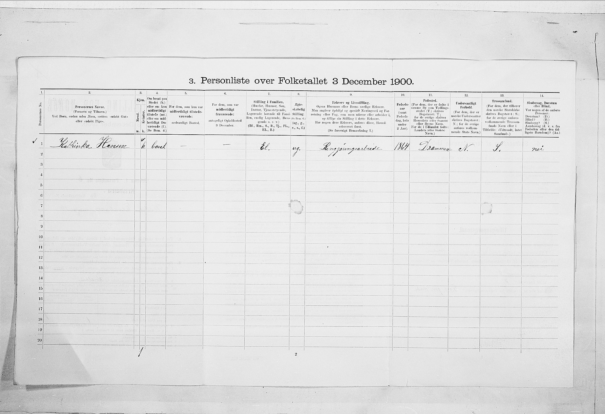 SAO, 1900 census for Kristiania, 1900, p. 111823