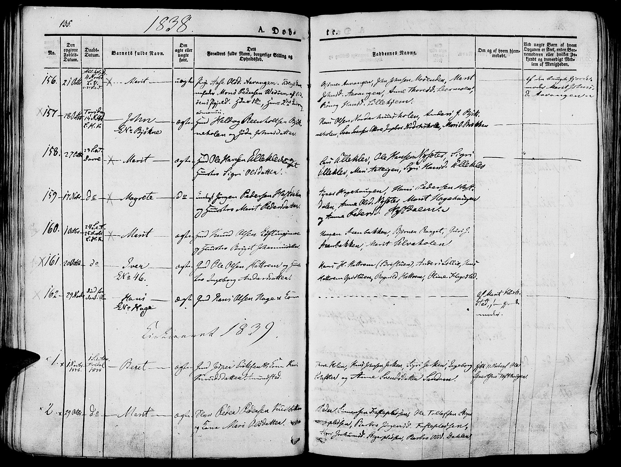 Lesja prestekontor, SAH/PREST-068/H/Ha/Haa/L0005: Parish register (official) no. 5, 1830-1842, p. 135