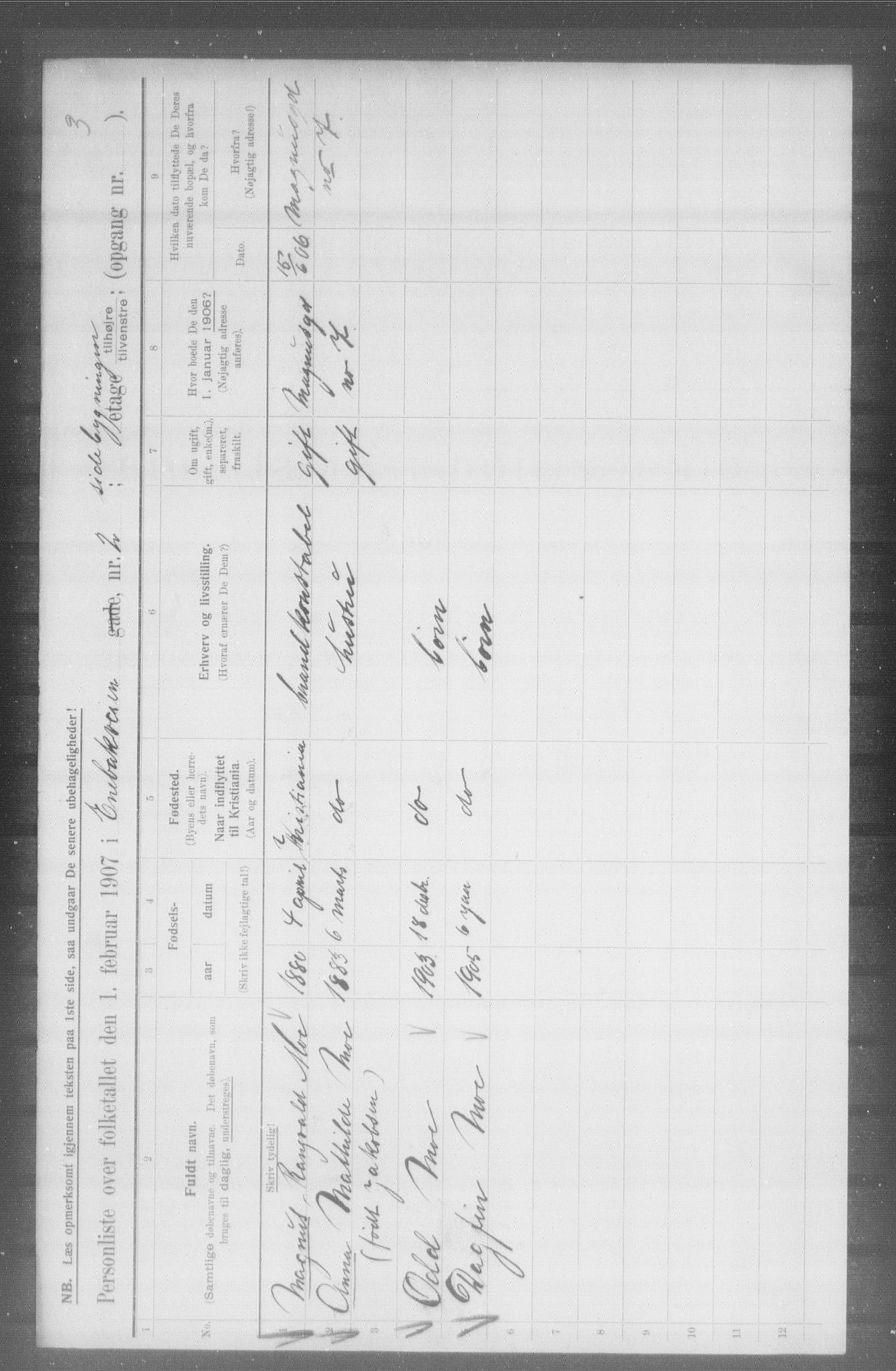 OBA, Municipal Census 1907 for Kristiania, 1907, p. 10581