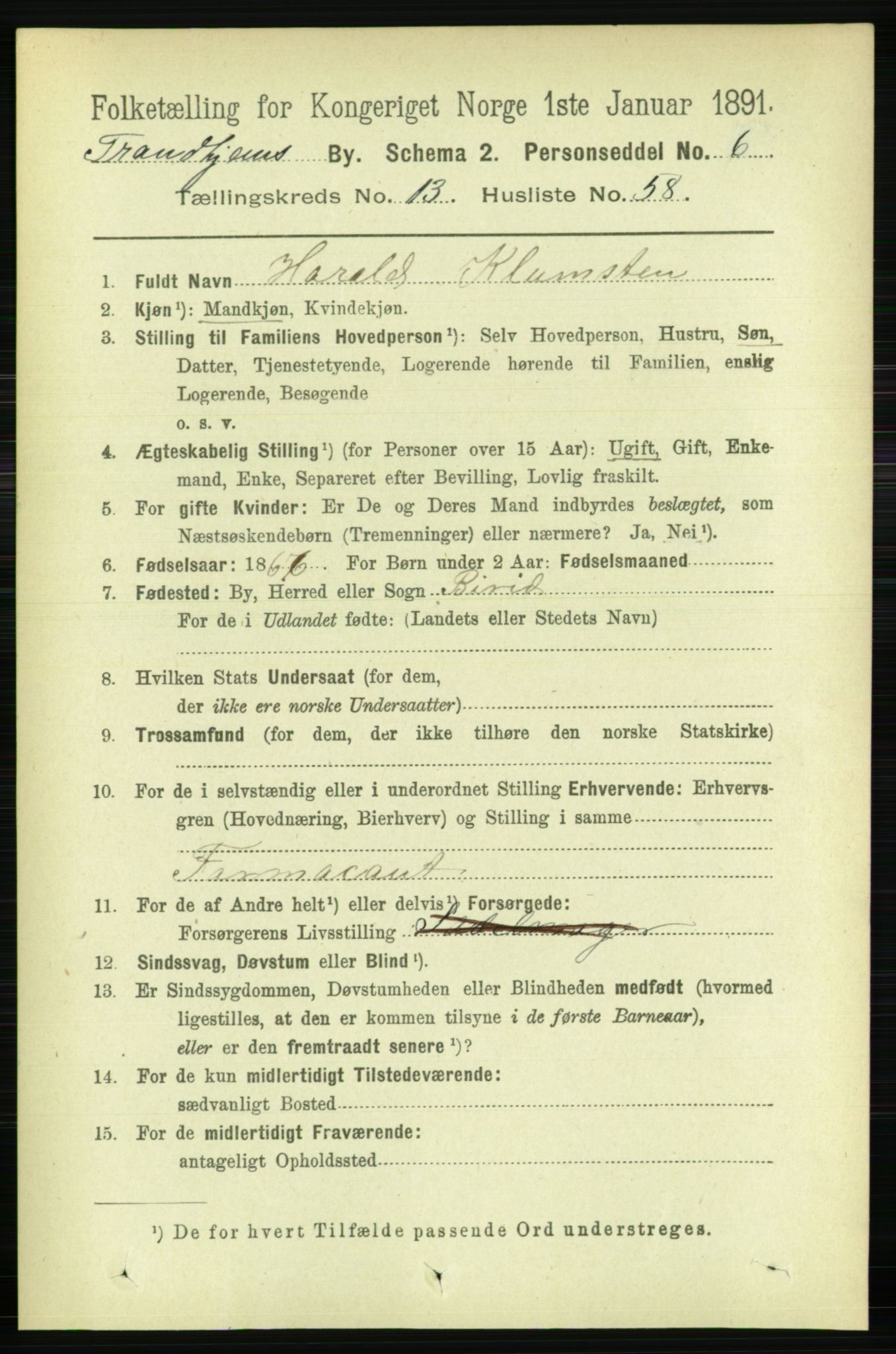 RA, 1891 census for 1601 Trondheim, 1891, p. 10888