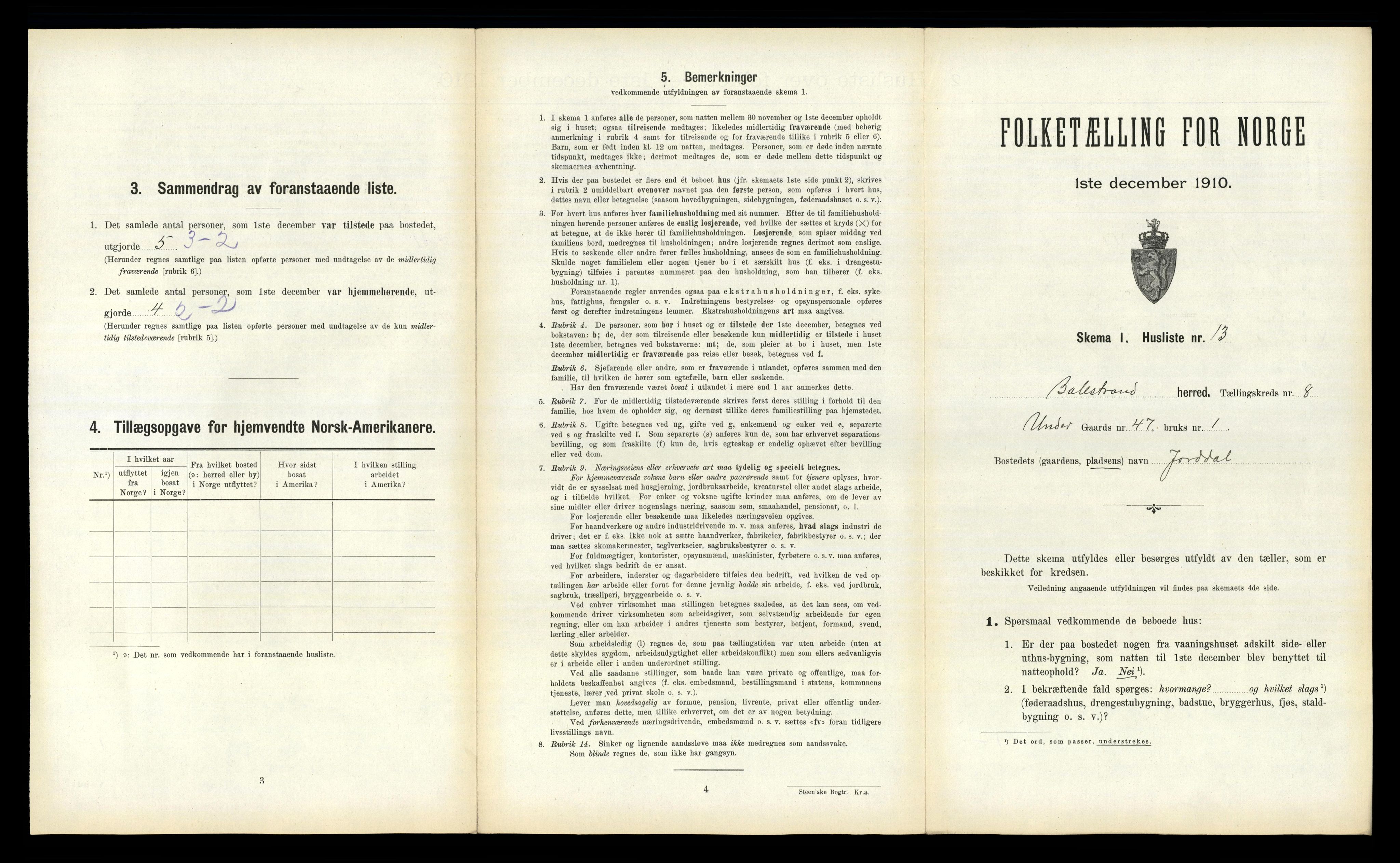 RA, 1910 census for Balestrand, 1910, p. 526