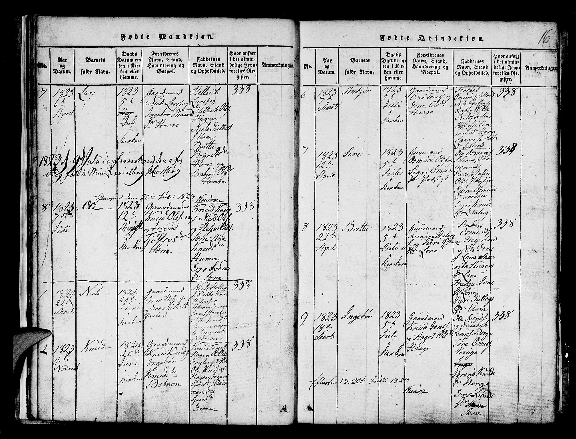 Røldal sokneprestembete, SAB/A-100247: Parish register (copy) no. A 1, 1817-1860, p. 16