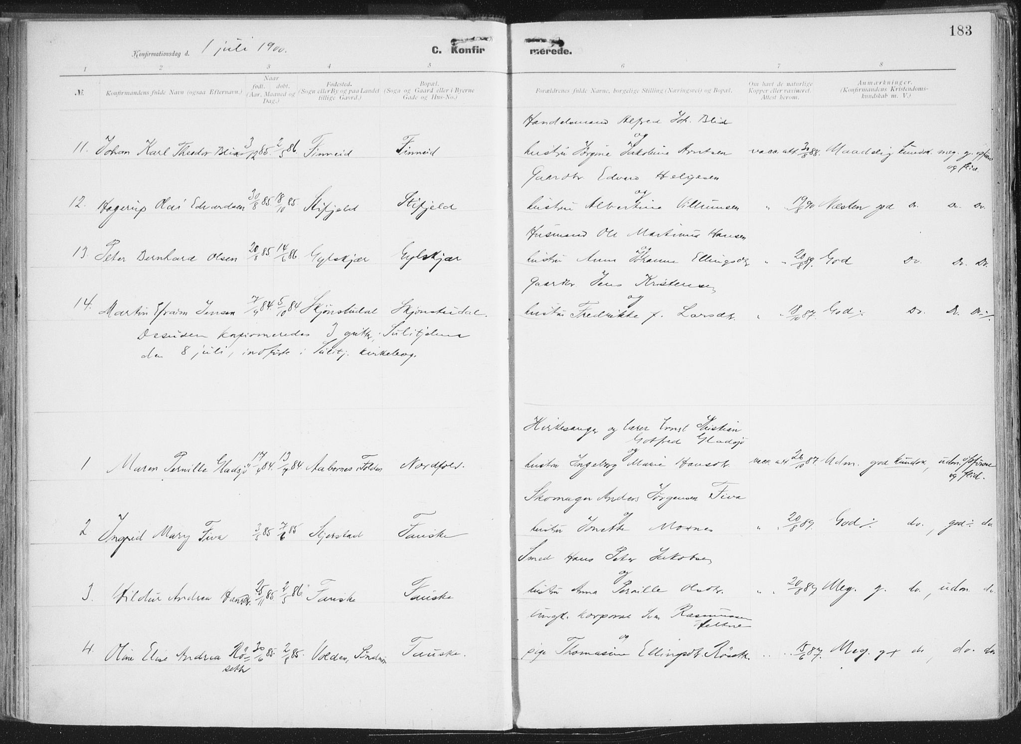 Ministerialprotokoller, klokkerbøker og fødselsregistre - Nordland, AV/SAT-A-1459/849/L0696: Parish register (official) no. 849A08, 1898-1910, p. 183