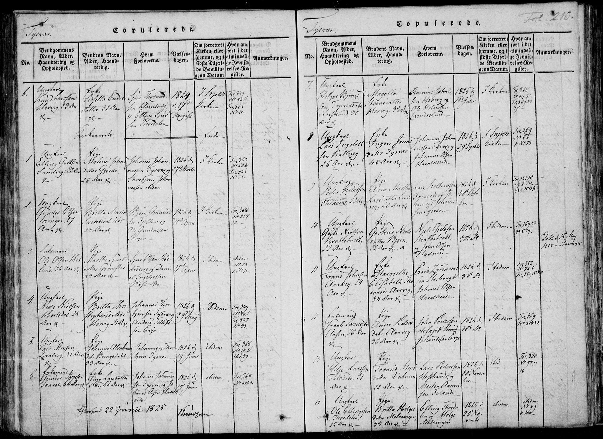 Skjold sokneprestkontor, SAST/A-101847/H/Ha/Haa/L0004: Parish register (official) no. A 4 /1, 1815-1830, p. 210