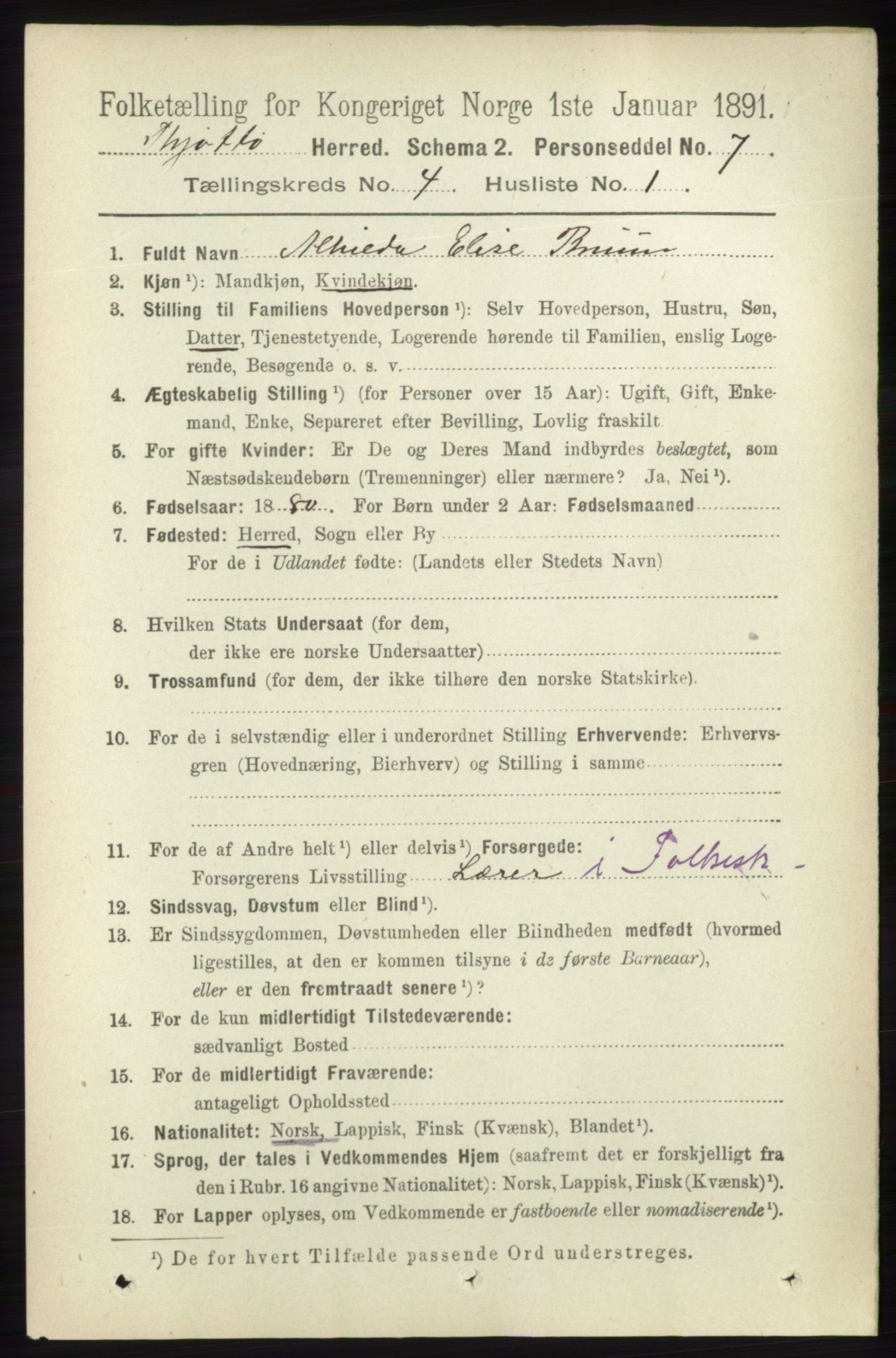 RA, 1891 census for 1817 Tjøtta, 1891, p. 1781