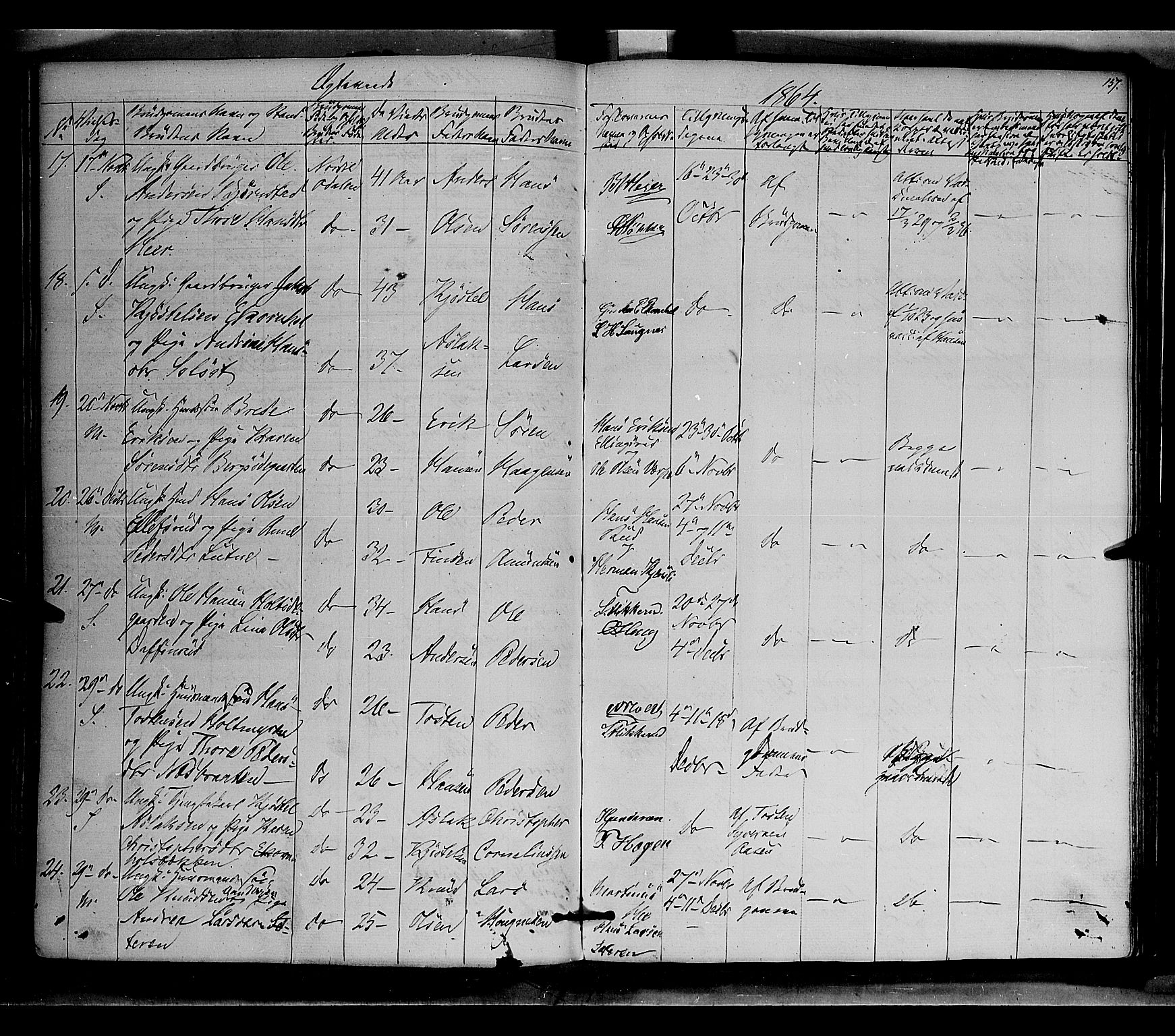 Nord-Odal prestekontor, AV/SAH-PREST-032/H/Ha/Haa/L0003: Parish register (official) no. 3, 1851-1865, p. 157