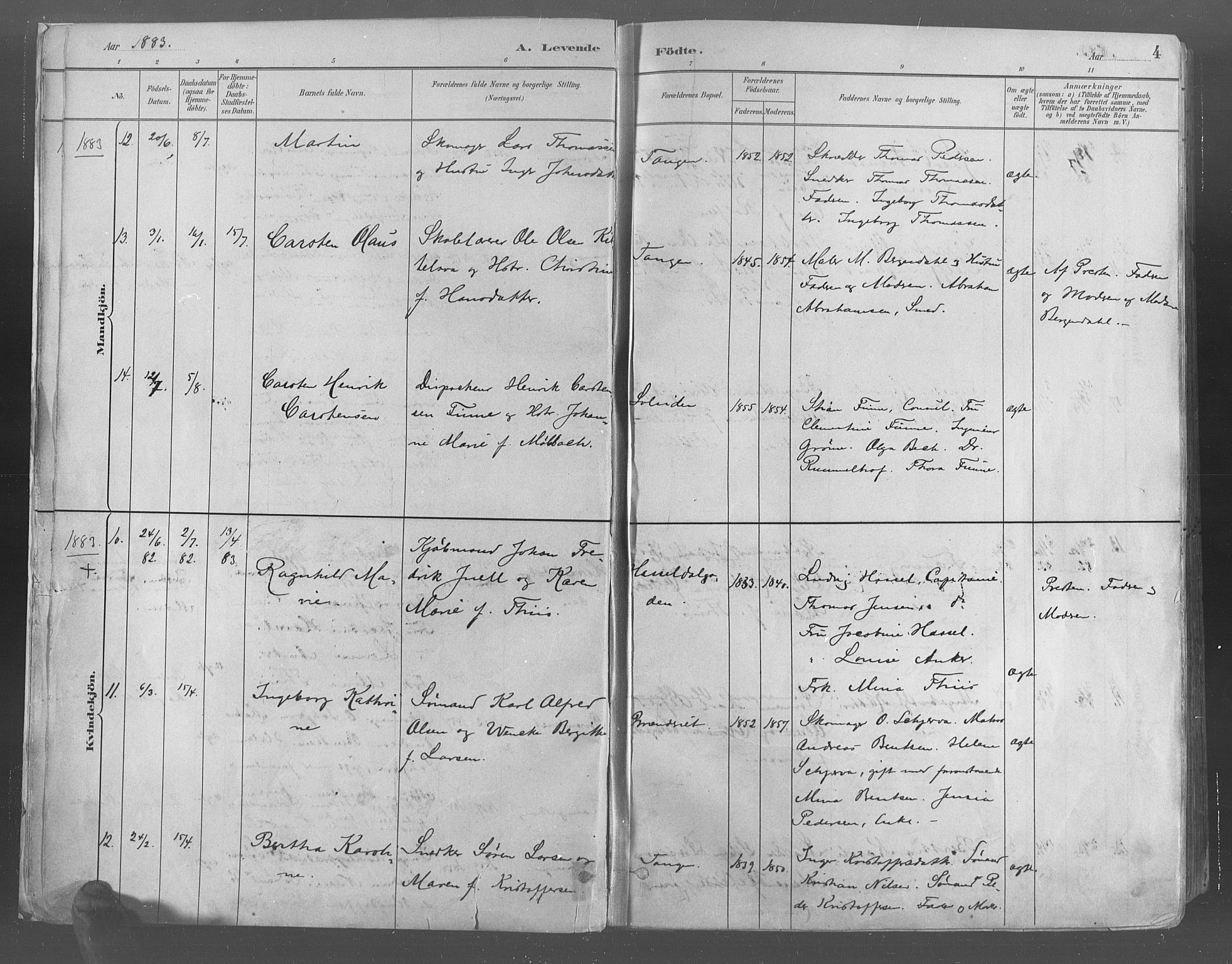 Risør sokneprestkontor, AV/SAK-1111-0035/F/Fa/L0005: Parish register (official) no. A 5, 1883-1895, p. 4