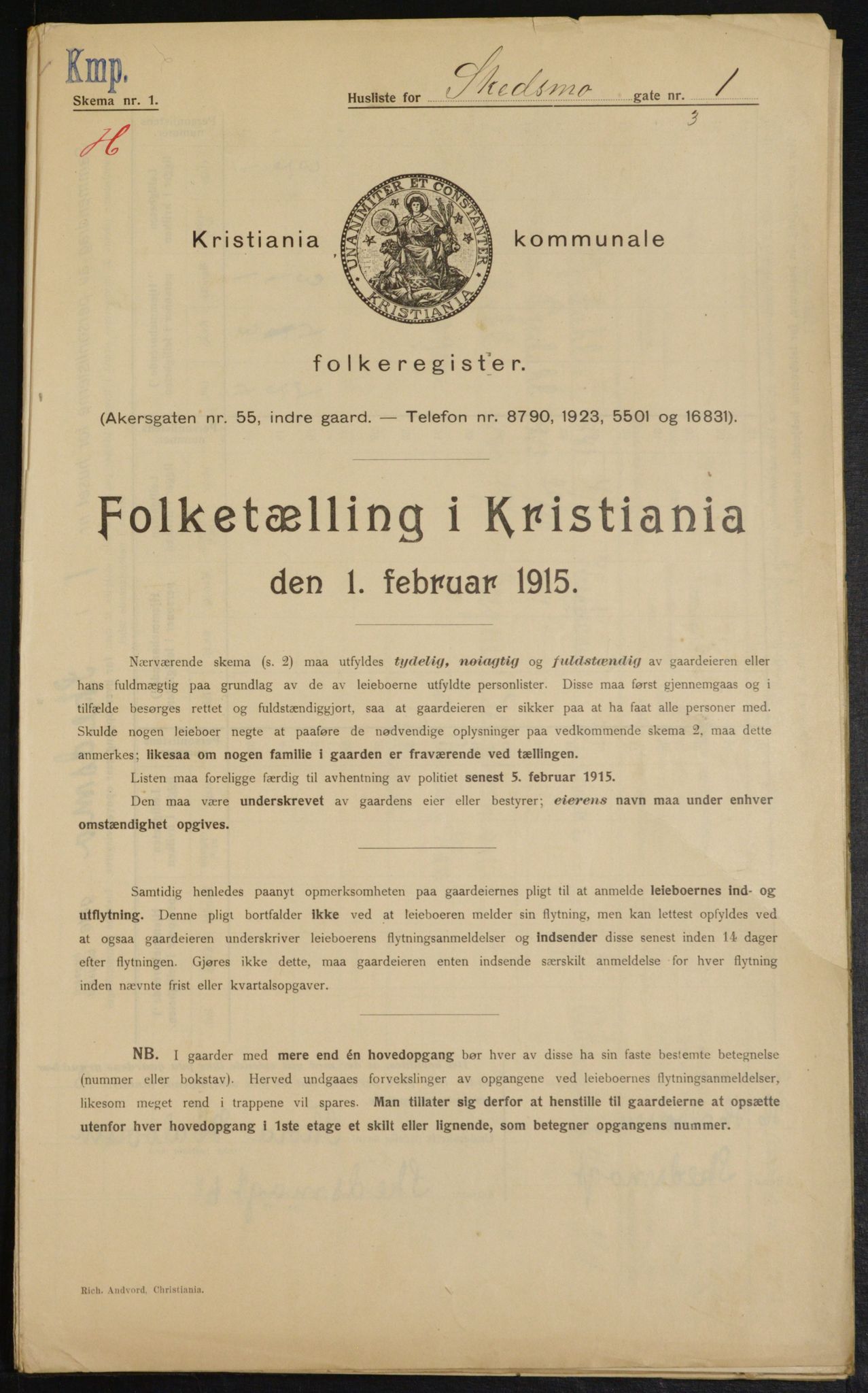 OBA, Municipal Census 1915 for Kristiania, 1915, p. 95130