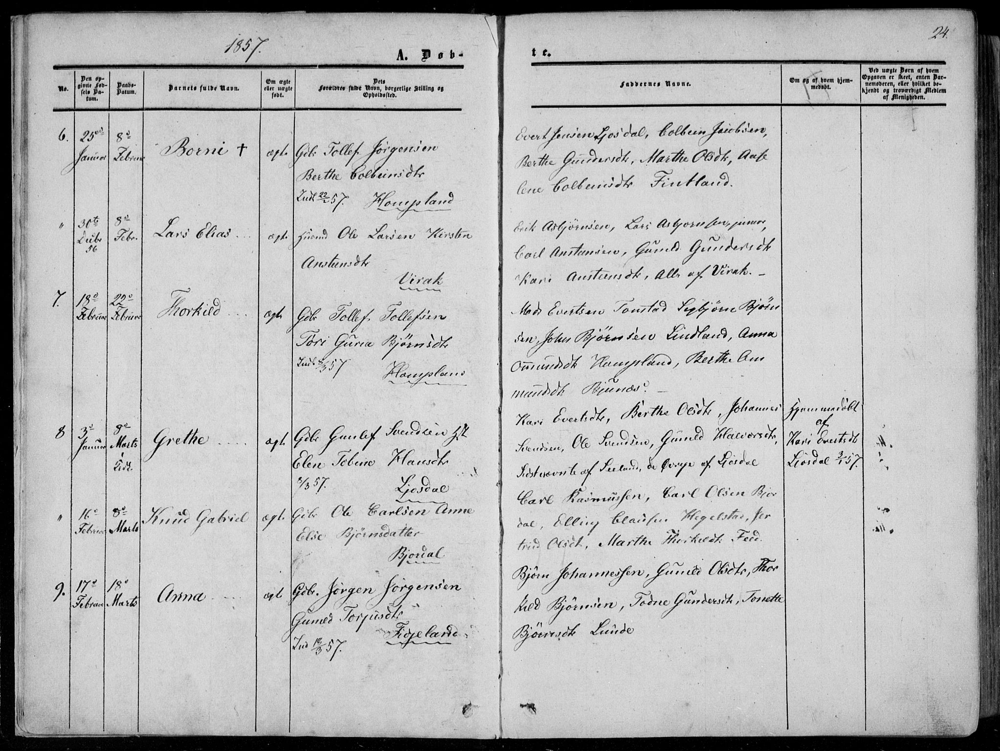 Sirdal sokneprestkontor, AV/SAK-1111-0036/F/Fa/Fab/L0002: Parish register (official) no. A 2, 1855-1874, p. 24