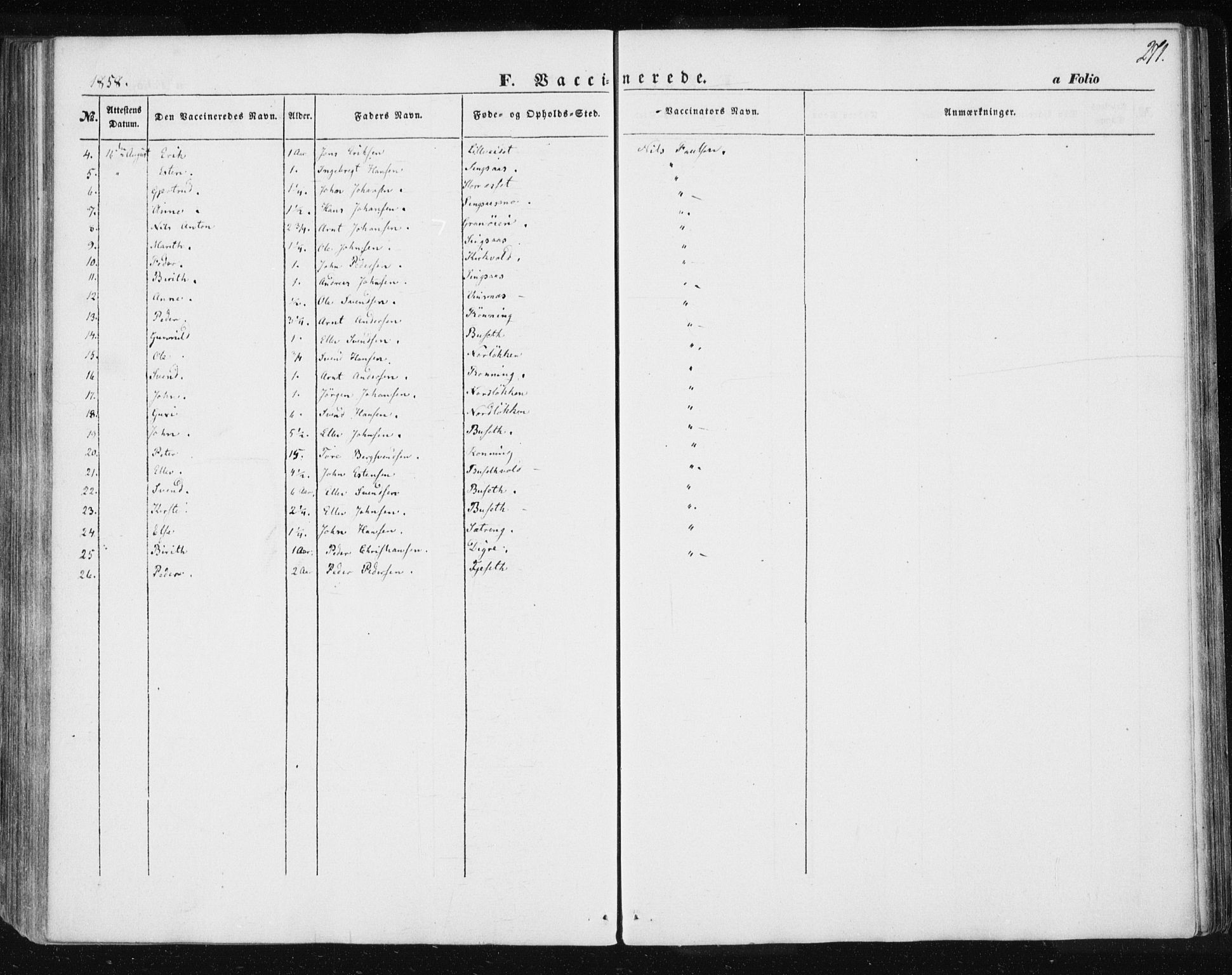 Ministerialprotokoller, klokkerbøker og fødselsregistre - Sør-Trøndelag, SAT/A-1456/685/L0964: Parish register (official) no. 685A06 /2, 1846-1859, p. 271