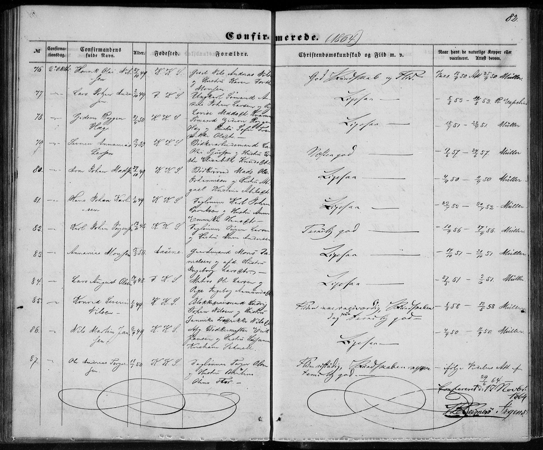 Korskirken sokneprestembete, SAB/A-76101/H/Haa/L0027: Parish register (official) no. C 3, 1854-1868, p. 82